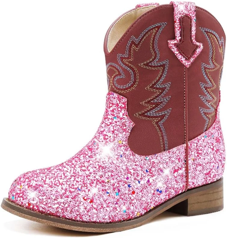 نیم بوت دخترانه طرح گاوچران، اکلیلی، مناسب کودکان و نوجوانان، کفش سوارکاری، مهمانی، تولد، رقص و بازی