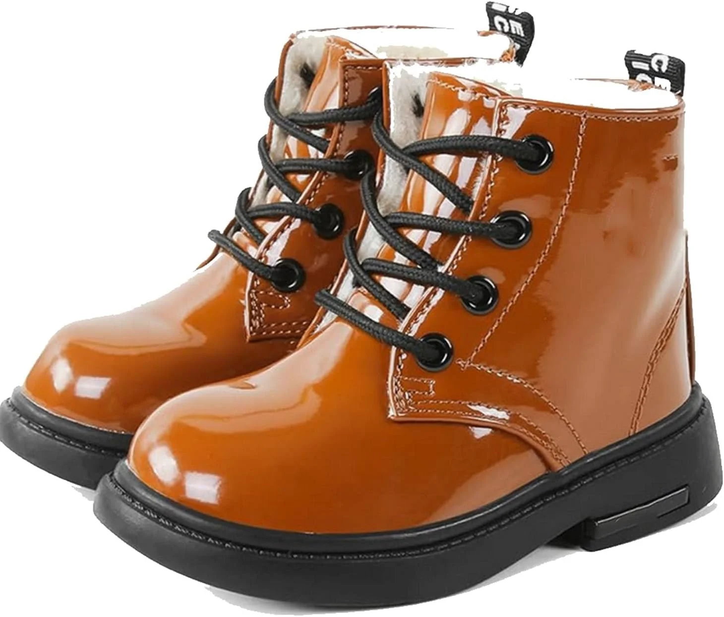 بوت بچگانه نانولوژی، [EU31] بوت های ساق دار دخترانه، کفش های زمستانی ضد لغزش، بوت، بوت برفی نوزاد، آستر گرم، زیپ، نیم بوت راحت، بوت های بند دار، بوت های چرمی - قهوه ای