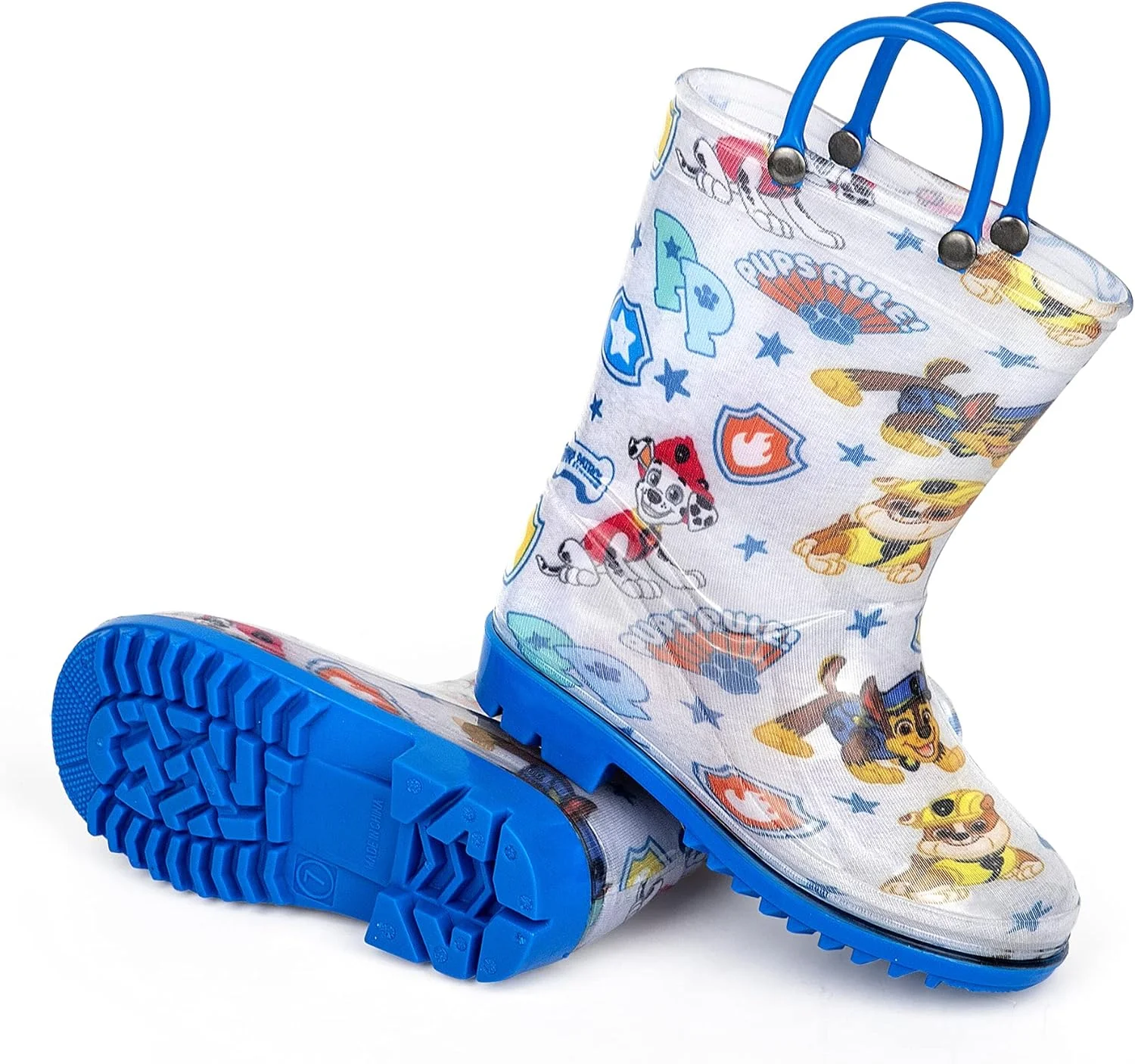 چکمه بارانی پی وی سی دسته دار و ضد آب طرح شخصیت های کارتونی Nickelodeon Paw Patrol پسرانه