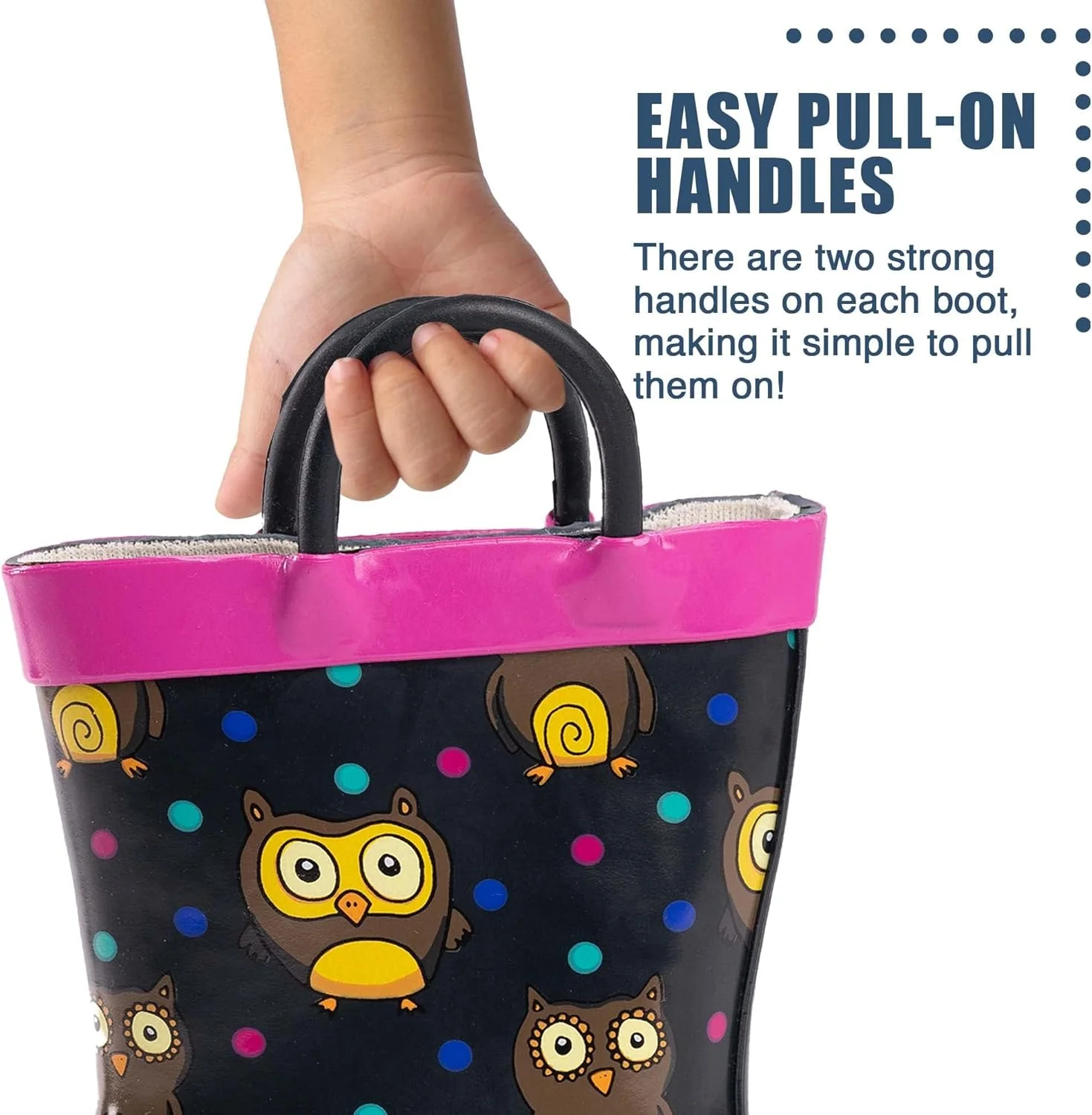 چکمه بارانی دخترانه NORTY - چکمه های بارانی ضد آب و بادوام برای دختران نوپا و بچه ها - چکمه های بارانی زیبا برای دختران با دستگیره های آسان - چکمه های بارانی ضد لغزش بچه گانه