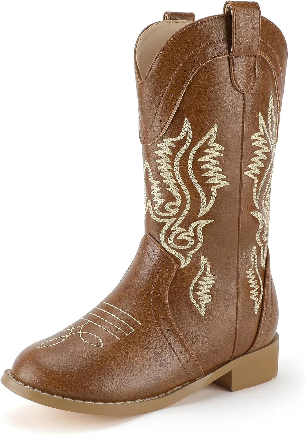 پوتین های کابویی دخترانه PANDANINJIA، پوتین های گاوچران کودکانه، مناسب کودکان کوچک و بزرگ، ساق میانی، پنجه گرد، گلدوزی شده، کفش های سوارکاری