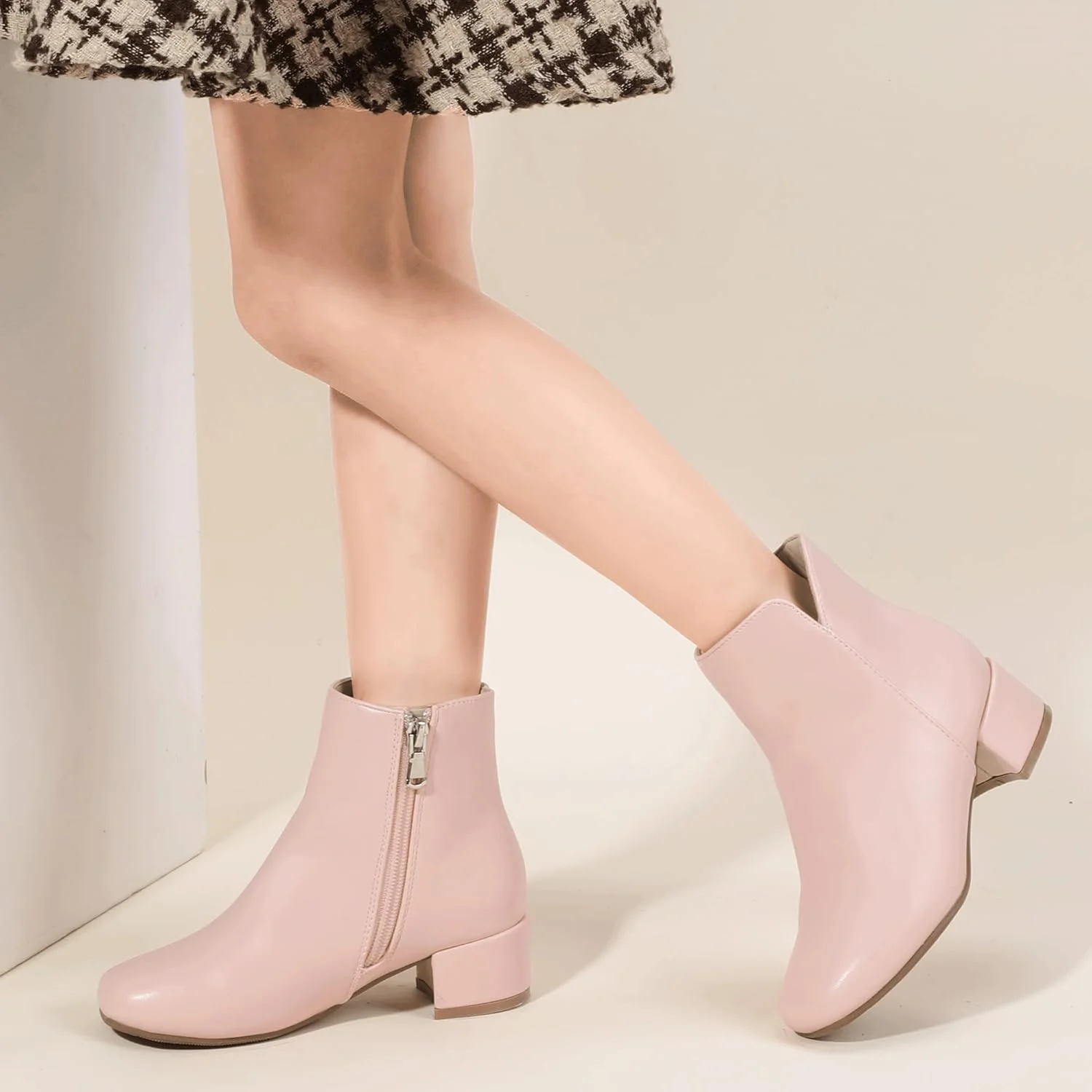 پوتین های ساق کوتاه دخترانه PANDANINJIA با زیپ در بغل، مناسب برای کودکان نوپا و بچه های بزرگ