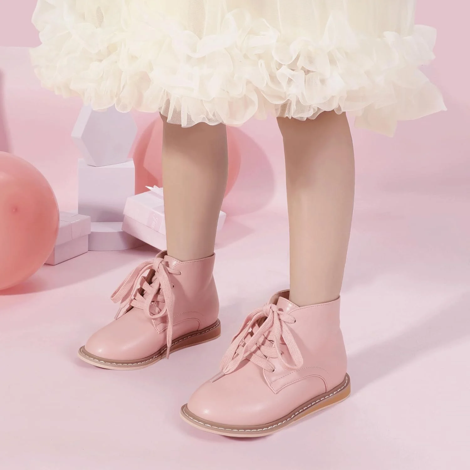 پوتین های کوتاه مد روز دخترانه پاندانینجیا، بوت های بندی راحت، کفش های مجلسی