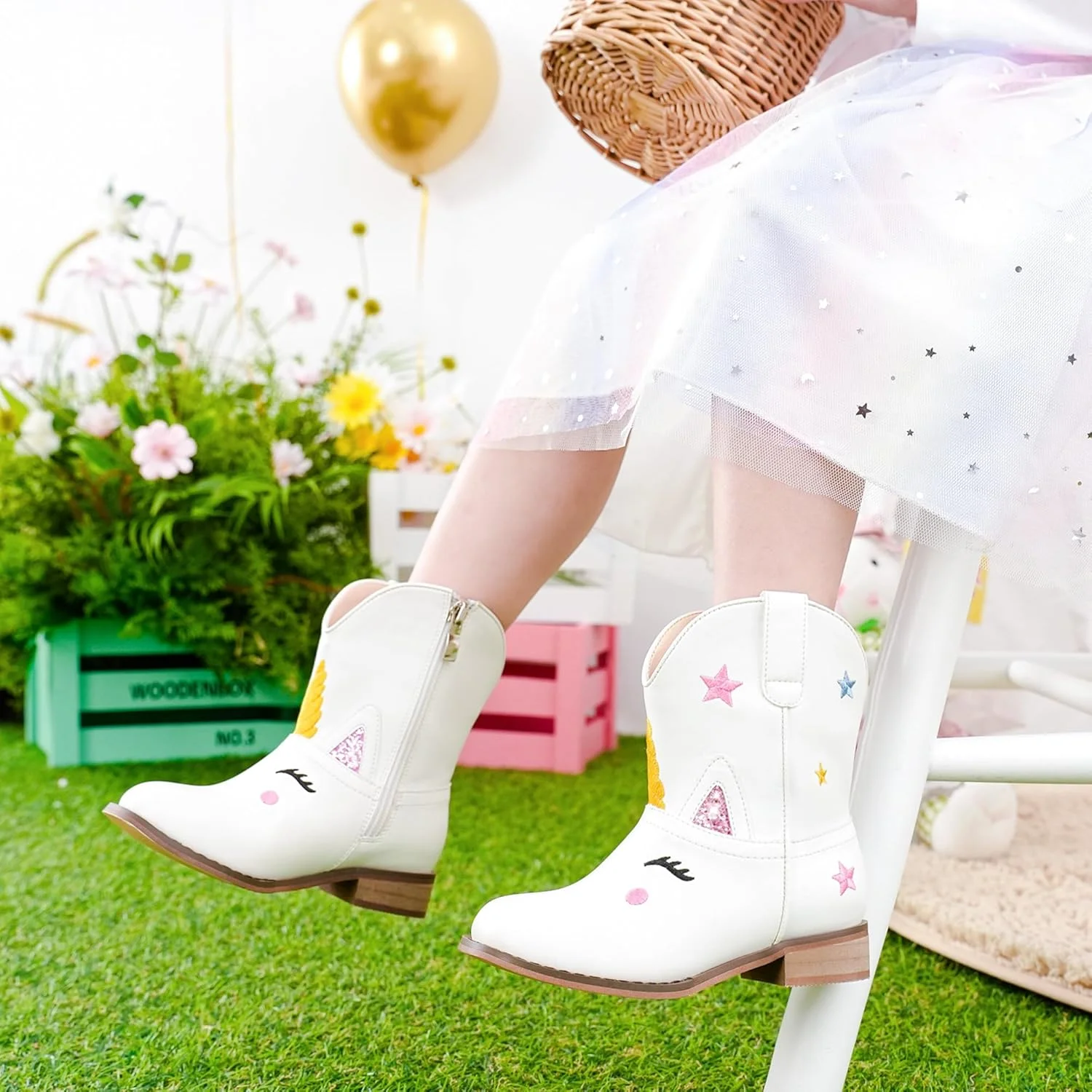 کفش های کابویی دخترانه Parrosoo، چکمه های کابویی پسرانه، چکمه های بچه گانه، چکمه های حیوانی زیپ دار، کفش های سواری وسترن، مهمانی تولد، عروسی