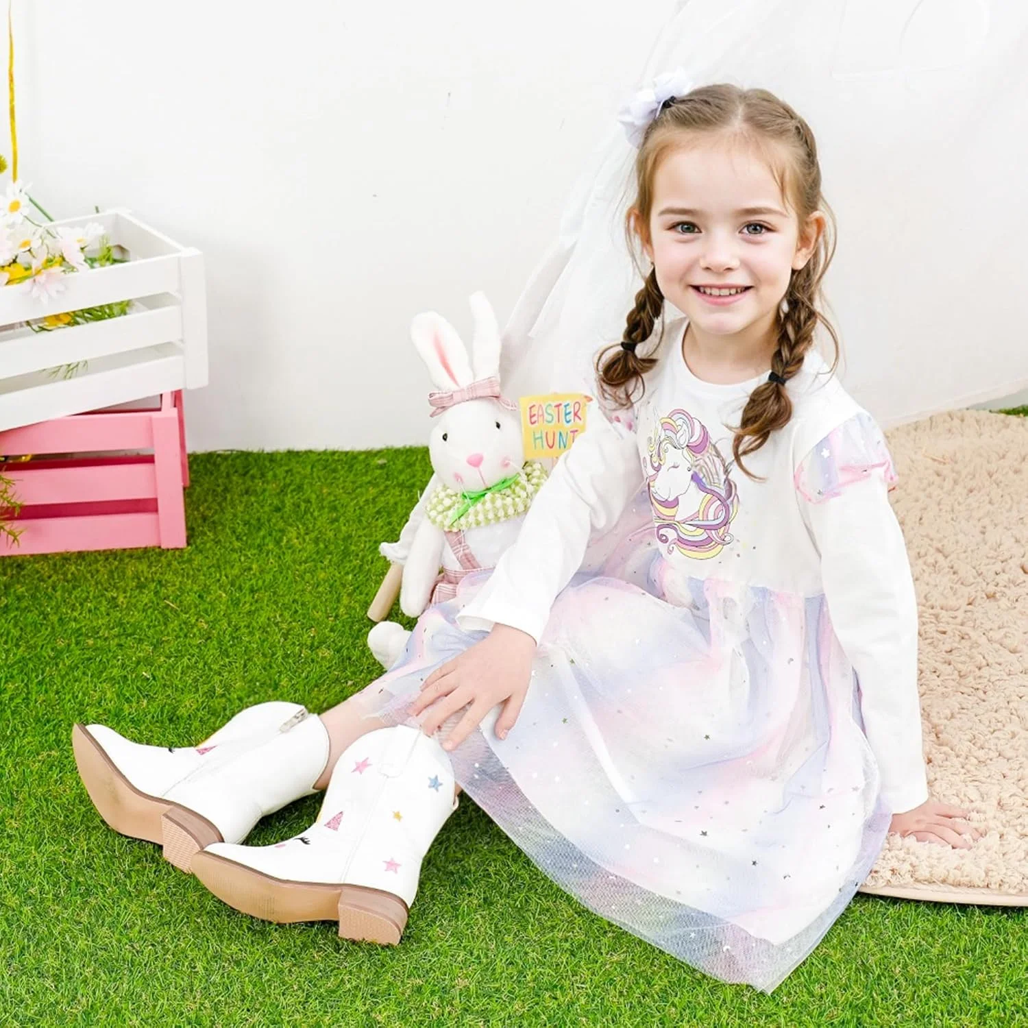 کفش های کابویی دخترانه Parrosoo، چکمه های کابویی پسرانه، چکمه های بچه گانه، چکمه های حیوانی زیپ دار، کفش های سواری وسترن، مهمانی تولد، عروسی