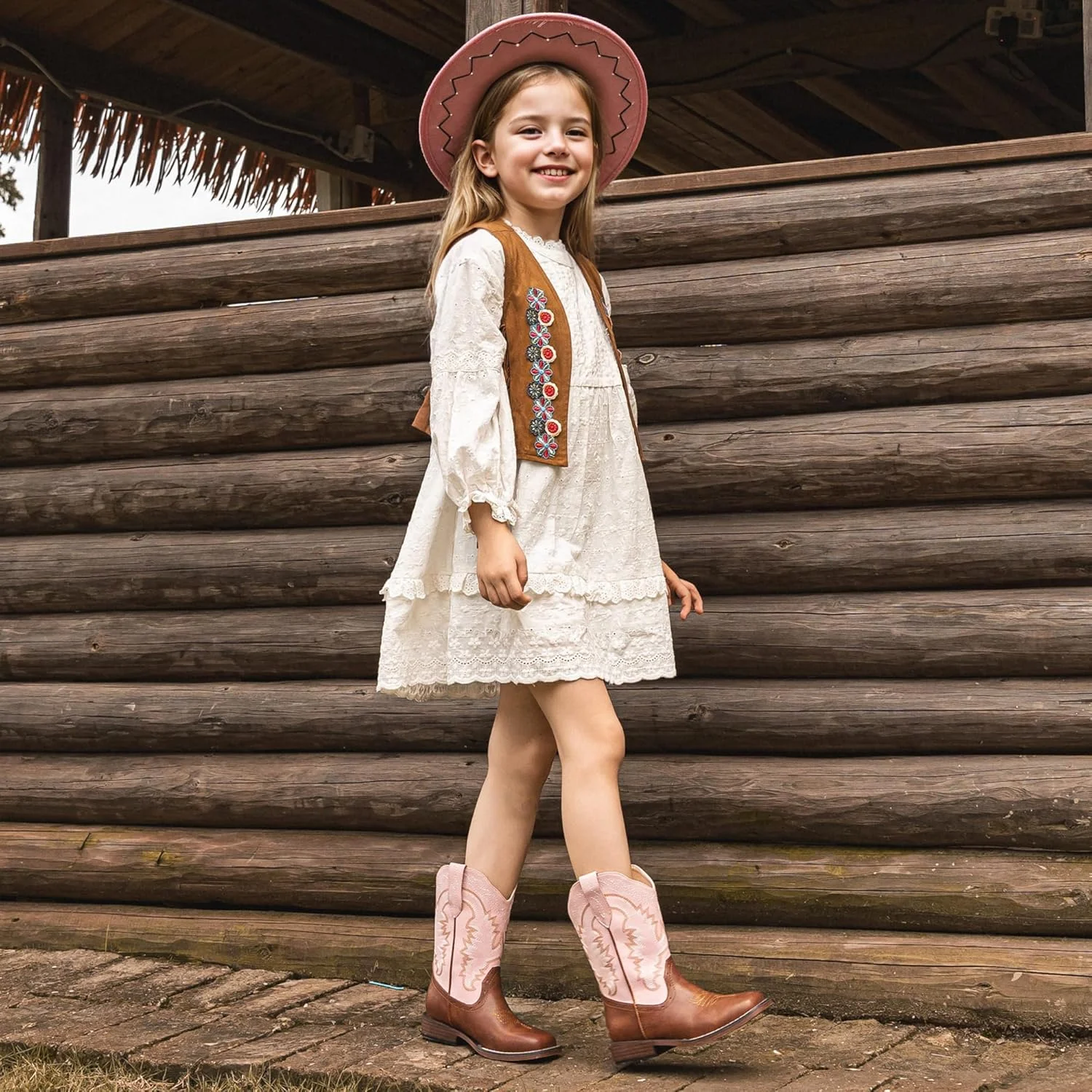 کفش های کابویی پاروسو بچگانه مناسب پسران و دختران، کفش های سوارکاری وسترن، مناسب استفاده در جشن ها، پنجه مربعی، ساق پهن، مناسب شکار، پیاده روی و ماجراجویی، مناسب کودکان نوپا، کودکان کوچک و بزرگ