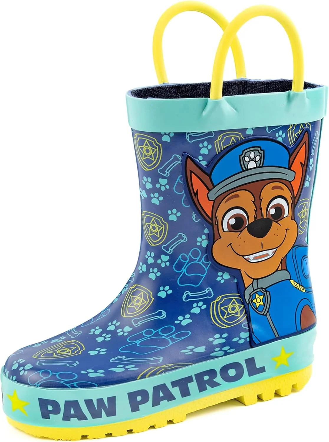 چکمه های پاو پاترول پسرانه | چکمه های بارانی آبی رنگ بچه گانه | کفش های پیاده روی ضد آب برای کودکان نوپا با دسته های کشیدنی