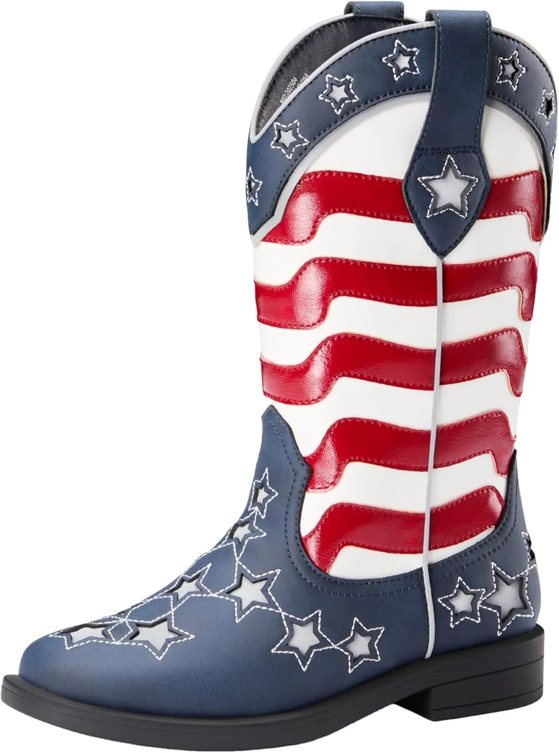 پات پات چکمه های کابویی بچه گانه برای دختران و پسران - چکمه های گاوچران نیم ساق غربی با طرح ستاره شب تاب و المان پرچم آمریکا، کفش های لباس سوارکاری برای بچه های کوچک و بزرگ