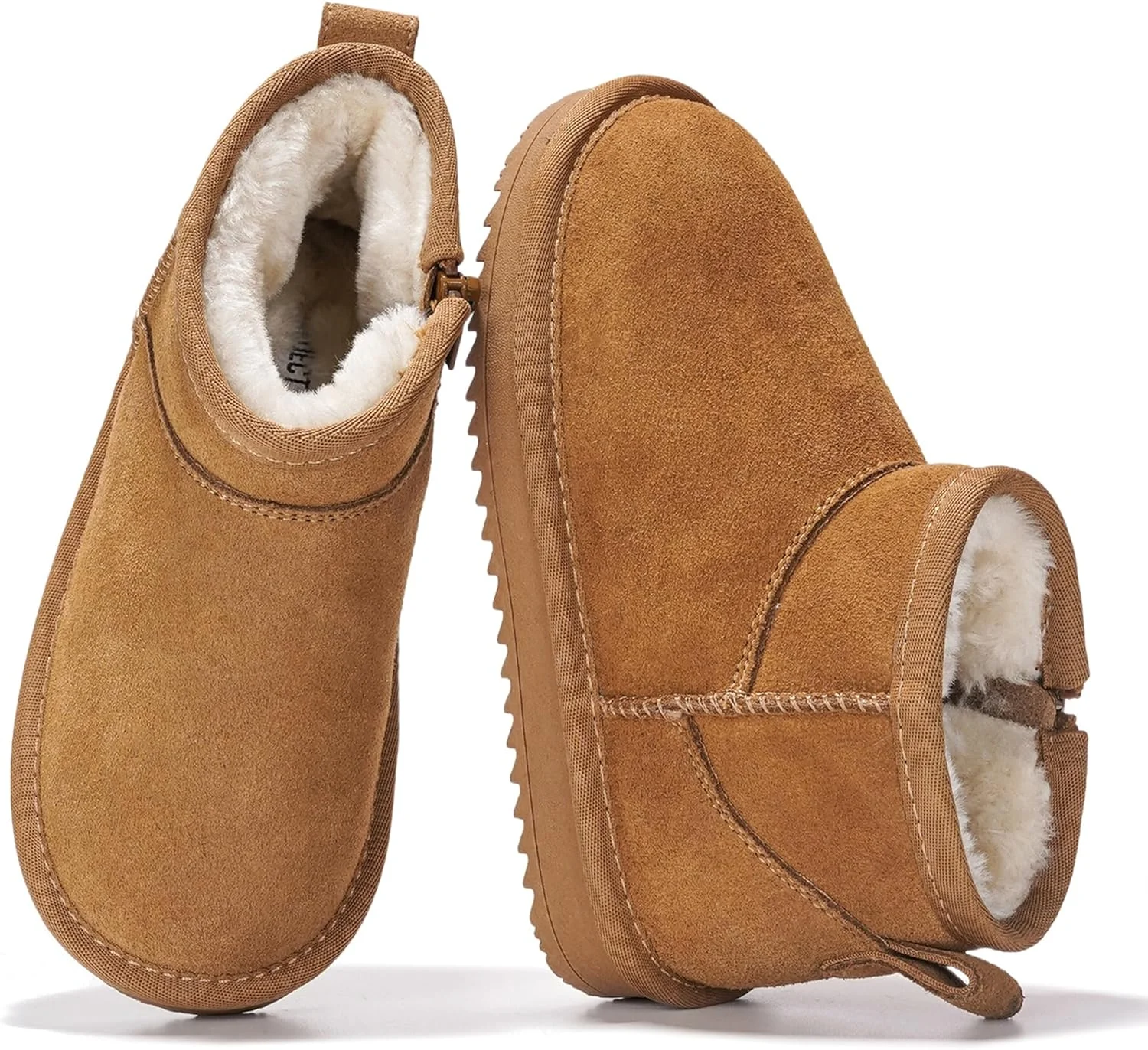 بوت های دخترانه چرمی اصل پراجکت کلود - بوت های سبک و راحت مچی خزدار با فوم حافظه دار - بوت های ضد لغزش بچه گانه برای دختران، مناسب برای پاییز و استفاده روزمره