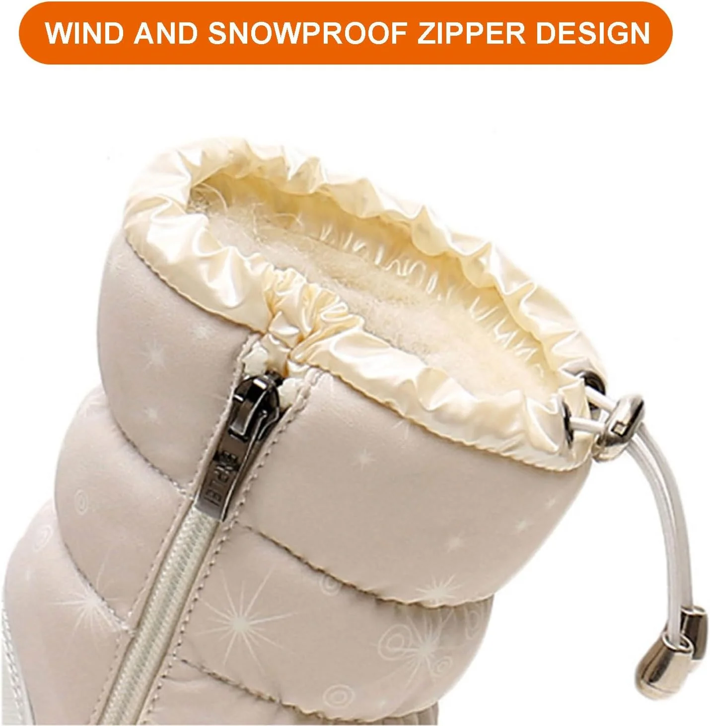 بوت های برفی بچه گانه، کفش های پنبه ای گرم زمستانی پرنسسی دخترانه، آستر خز ضخیم شده والد-فرزندی، زیپ جانبی، ساق بلند، ضد آب، بوت های پیاده روی ضد لغزش