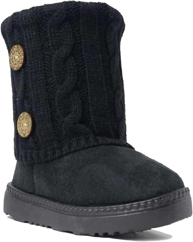 بوت بچگانه دخترانه طرح پروانه و پاپیون زیبا | بوت چرم مصنوعی پوم پوم (مناسب نوپا / کودک کوچک)