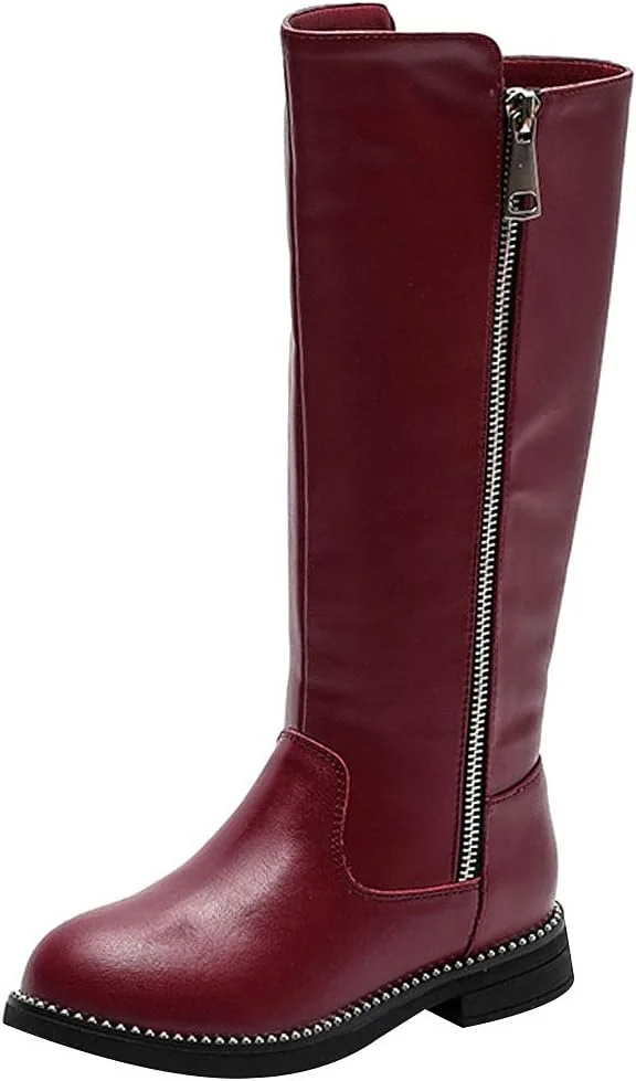 بوت ساق بلند چرمی دخترانه ریسمارت با آستر گرم و زیپ جانبی بوت ساق بلند چرمی دخترانه ریسمارت با آستر گرم و زیپ جانبی