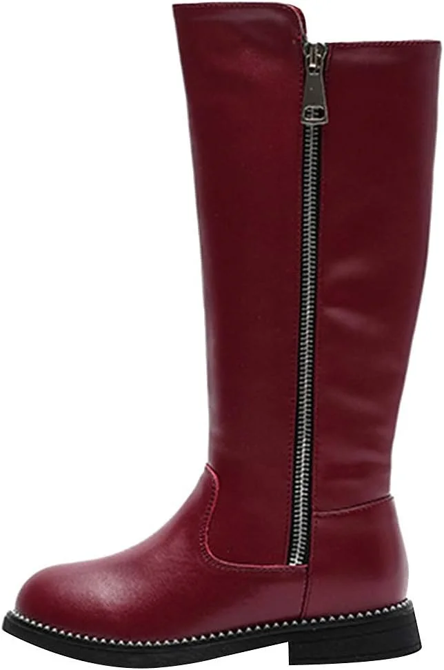 بوت ساق بلند چرمی دخترانه ریسمارت با آستر گرم و زیپ جانبی