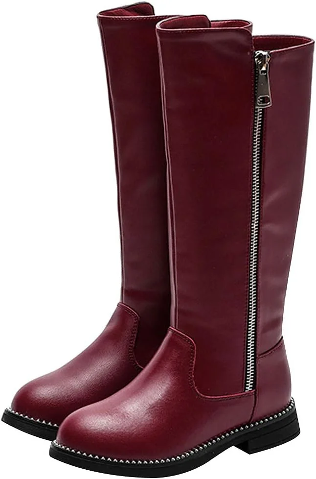 بوت ساق بلند چرمی دخترانه ریسمارت با آستر گرم و زیپ جانبی