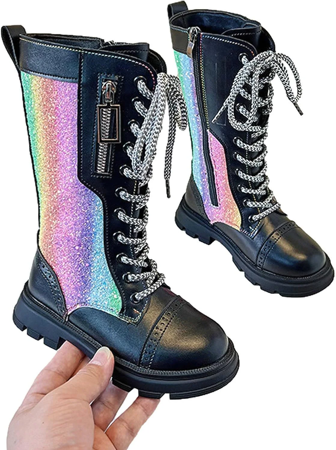 کفش ساق بلند دخترانه Rismart، فانتزی، دارای زیپ در بغل، نوک گرد، مناسب مهمانی و مجالس