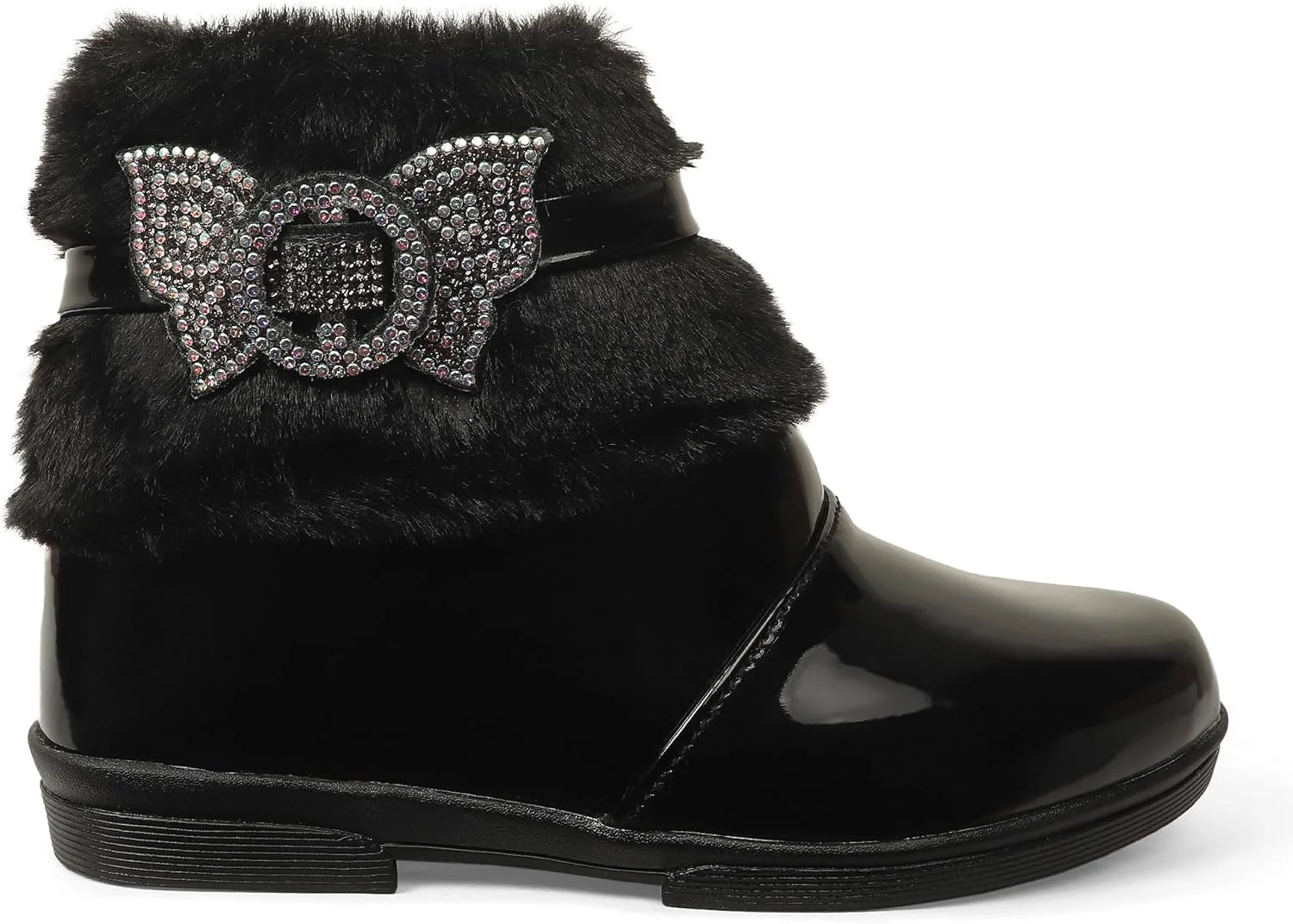 بوت های خزدار دخترانه کودکانه سیا مناسب برف