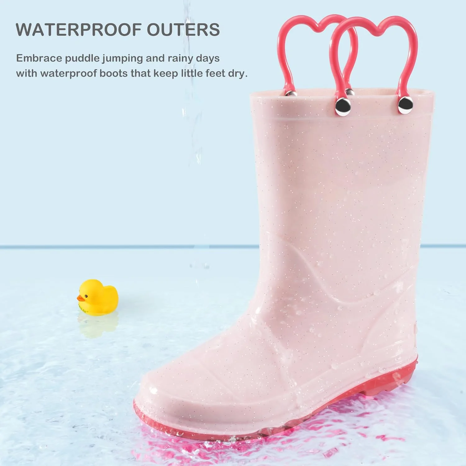 چکمه بارانی کودکانه استله برای پسران و دختران - چکمه های ضد آب کودک نوپا با دستگیره های آسان پوشیدن، زیره ضد لغزش، کفش های سبک وزن فضای باز