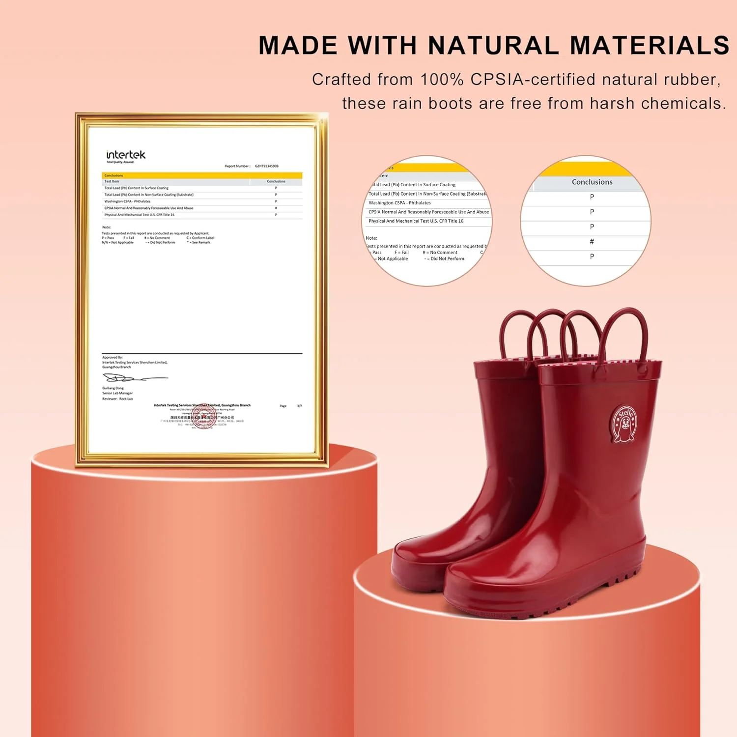 چکمه های بارانی کودکانه Stelle، چکمه های لاستیکی ضد آب برای دختران و پسران، دارای دستگیره های آسان، لاستیک طبیعی بادوام