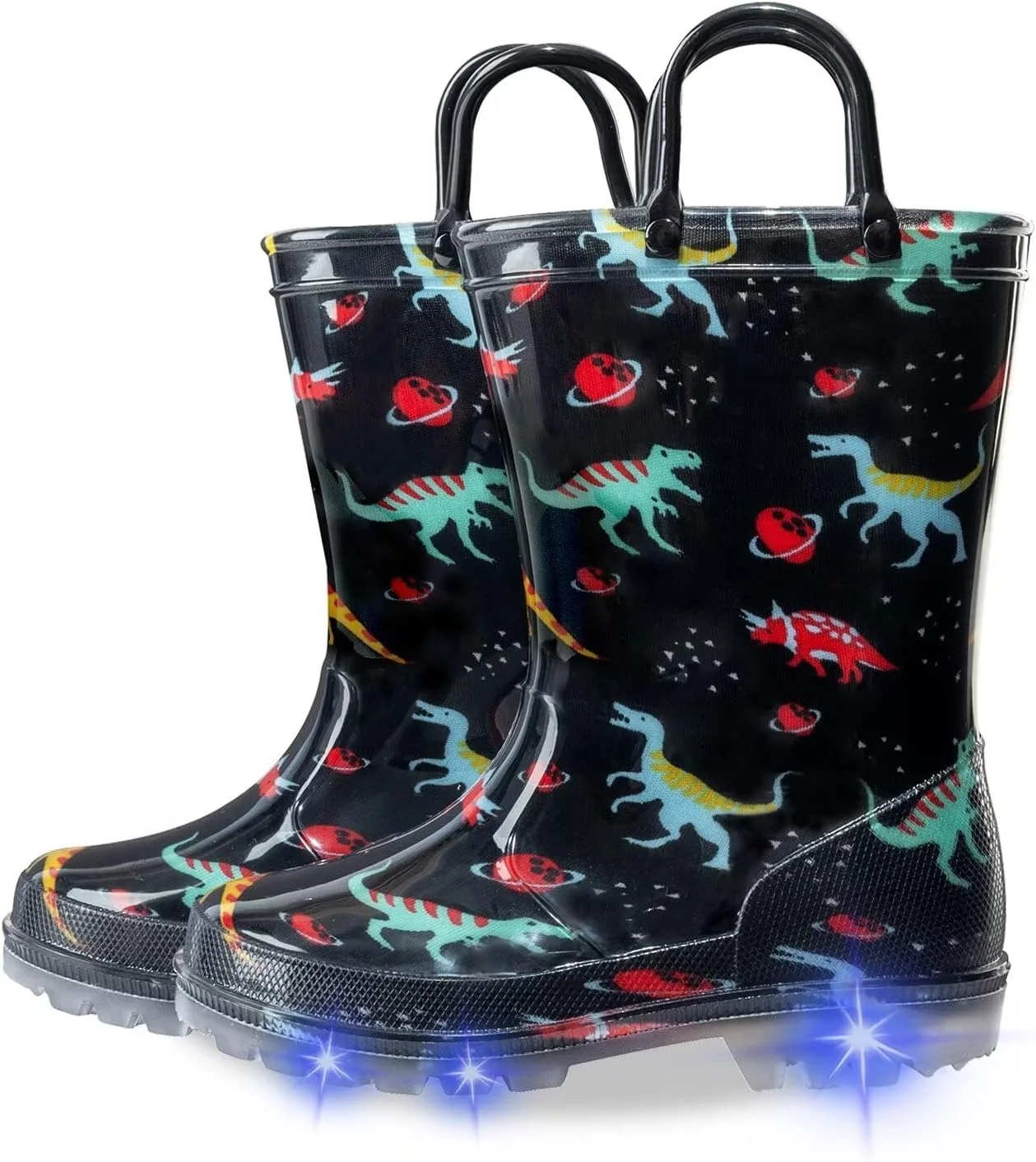 چکمه بارانی کودکانه برای دختران و پسران، کفش بارانی ضد آب با طرح های روشن و چکمه اکلیلی با دسته های آسان پوش