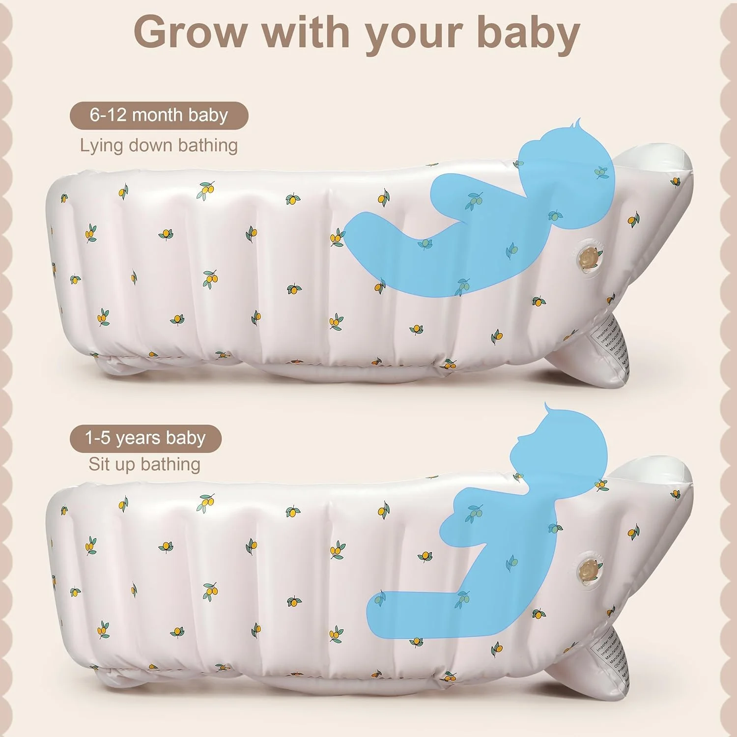 وان بادی کودک با پمپ هوای داخلی، وان حمام بادی برای کودکان نوپا، طرح زیبا و نفیس خانگی، وان تاشو قابل حمل برای نوزاد، به راحتی خالی و تا می شود