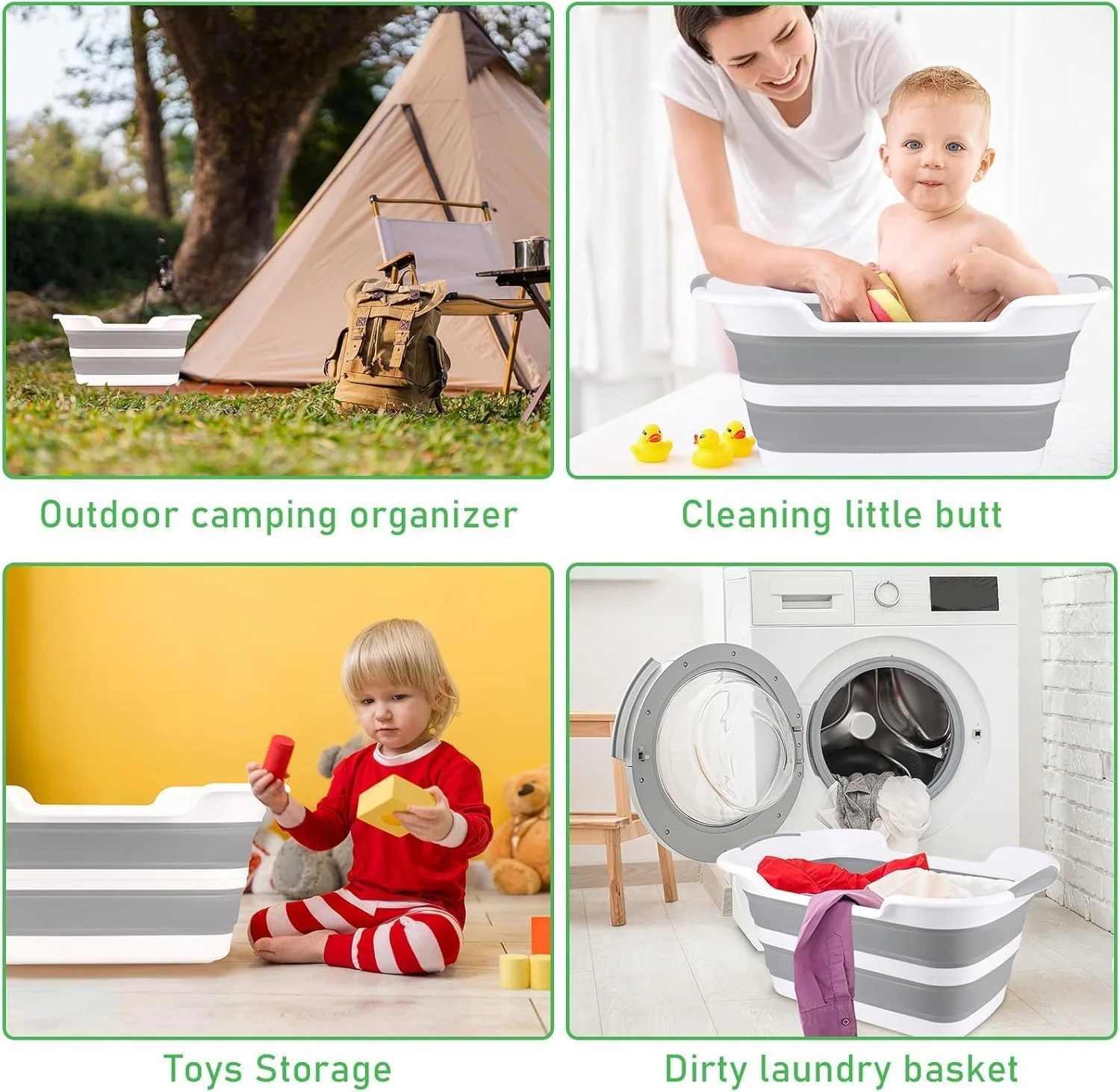 وان تاشو چند منظوره حیوانات خانگی و نوزاد Axooms - وان پلاستیکی قابل حمل، سبد لباس و مخزن ذخیره سازی | طراحی سبک، بادوام و صرفه جویی در فضا با سوراخ تخلیه