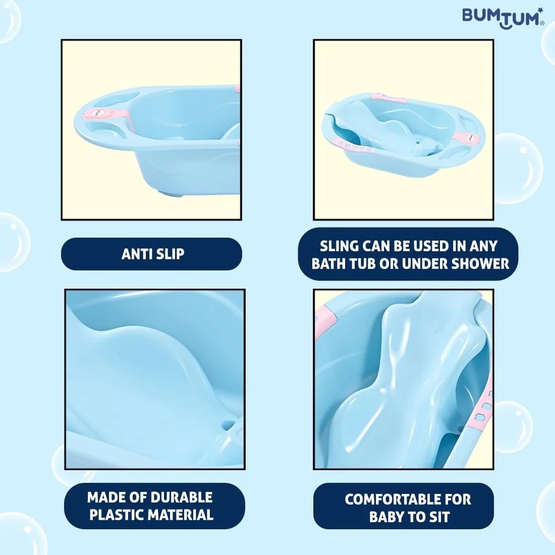 وان حمام کودک بامتوم و صندلی پلاستیکی ضد لغزش کودک | وان حمام با درپوش تخلیه، صندلی/توری حمام کودک با پایه مکنده ضد لغزش برای نوزادان و کودکان نوپا (آبی) وان حمام کودک بامتوم و صندلی پلاستیکی ضد لغزش کودک | وان حمام با درپوش تخلیه، صندلی/توری حمام کودک با پایه مکنده ضد لغزش برای نوزادان و کودکان نوپا (آبی)
