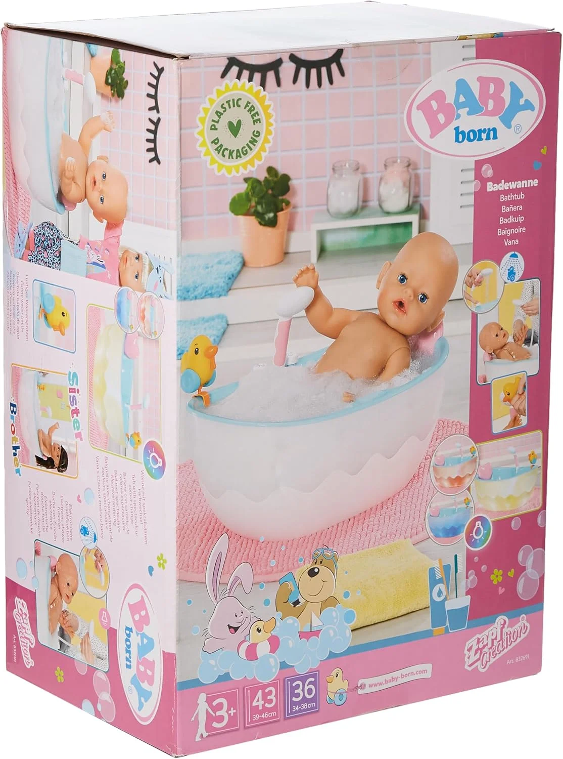 اسباب بازی وان حمام کودک، وان سفید و آبی با نور و صدا، اردک آب پاش و بالش قلبی، مجموعه بازی تعاملی حمام برای کودکان