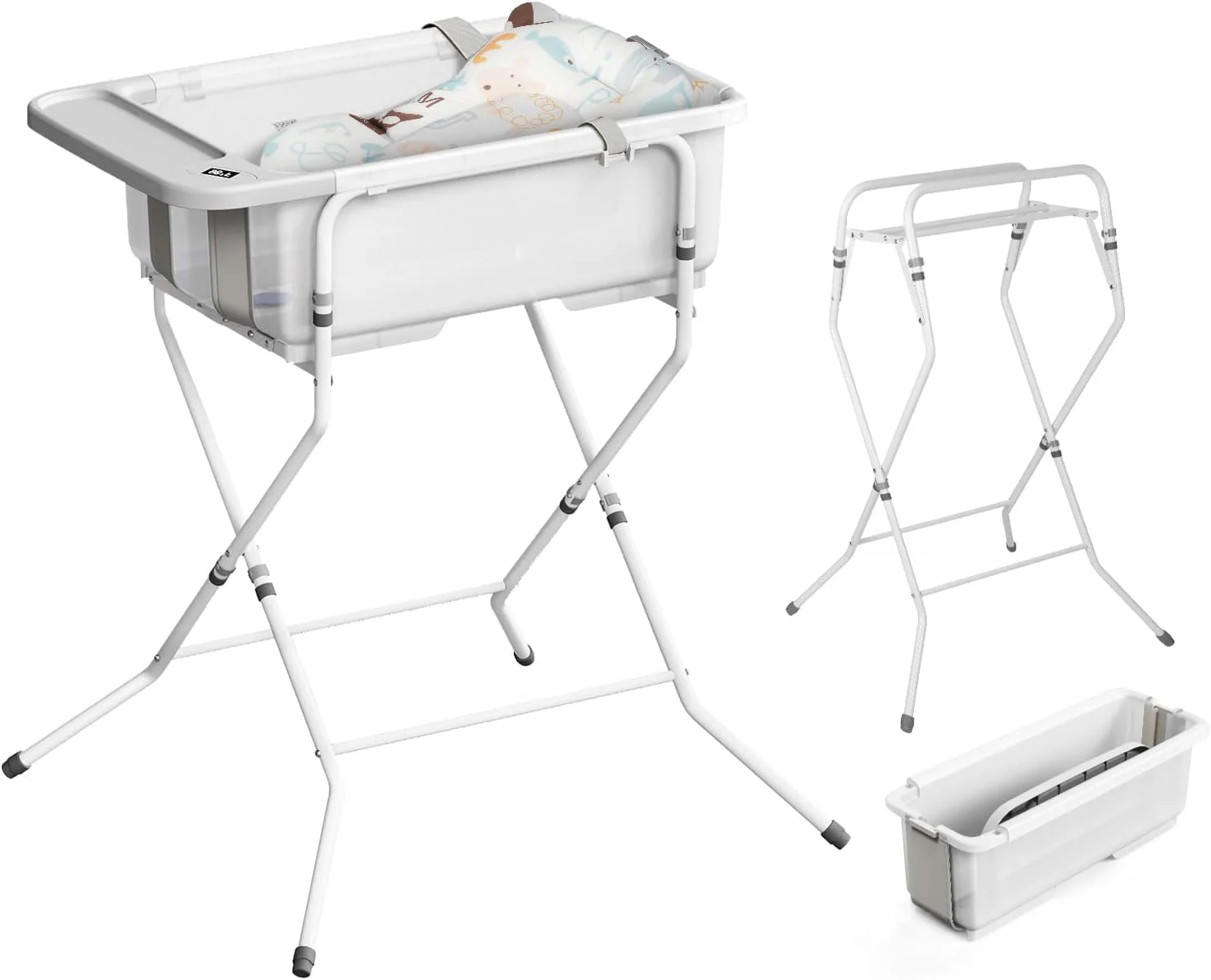 وان حمام تاشو کودک با پایه - وان حمام کودک با ظرفیت بزرگ به همراه دماسنج و کوسن نرم | وان حمام نوزاد قابل حمل | وان حمام تاشو کودک برای نوزاد 0 تا 36 ماه وان حمام تاشو کودک با پایه - وان حمام کودک با ظرفیت بزرگ به همراه دماسنج و کوسن نرم | وان حمام نوزاد قابل حمل | وان حمام تاشو کودک برای نوزاد 0 تا 36 ماه