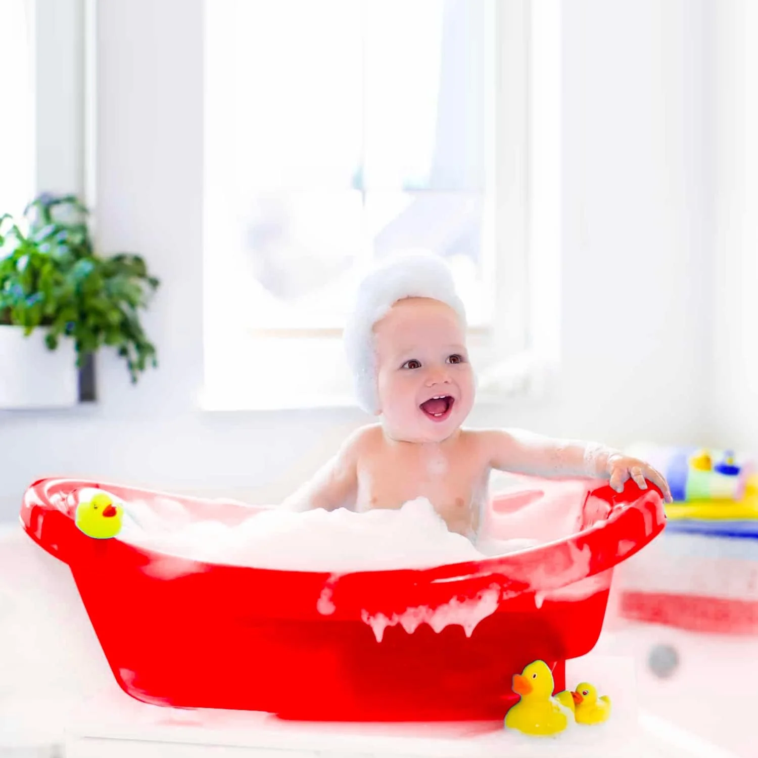 وان حمام کودک Esqube، وان حمام کودک ساخته شده از مواد ایمن و ضد لغزش برای نوزاد و کودک نوپا، فاقد BPA (قرمز) وان حمام کودک Esqube، وان حمام کودک ساخته شده از مواد ایمن و ضد لغزش برای نوزاد و کودک نوپا، فاقد BPA (قرمز)