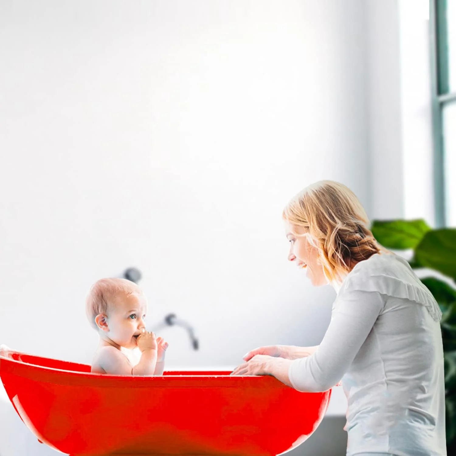 وان حمام کودک Esqube، وان حمام کودک ساخته شده از مواد ایمن و ضد لغزش برای نوزاد و کودک نوپا، فاقد BPA (قرمز) وان حمام کودک Esqube، وان حمام کودک ساخته شده از مواد ایمن و ضد لغزش برای نوزاد و کودک نوپا، فاقد BPA (قرمز)
