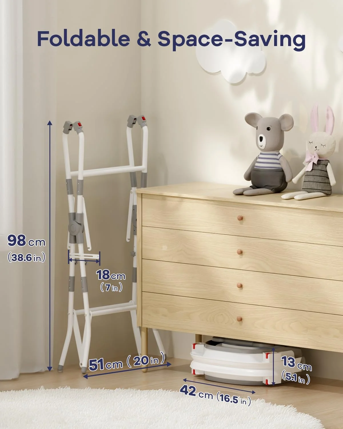 حمام نوزاد 3 در 1 COOSEYA با پایه، وان حمام تاشو برای نوزاد تا کودک نوپا با توری نگهدارنده، طرح خرسی و تاشو برای مسافرت و فضای باز، هدیه حمام نوزاد، 0-18 ماه، خاکستری