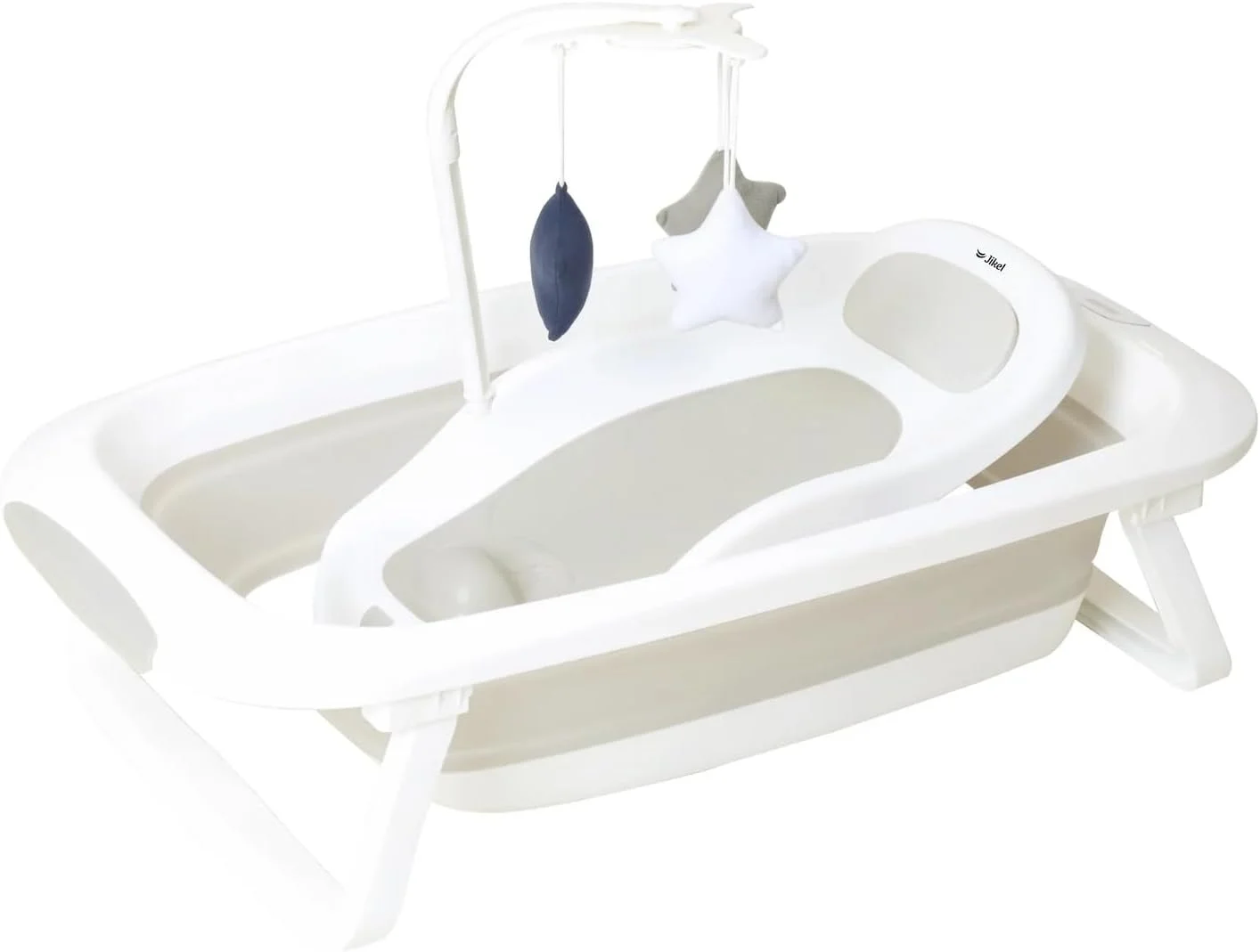 وان تاشو ابری جیکل با دماسنج حسگر دما، صندلی کمکی حمام و اسکراب کودک، دارای تکیه گاه سر، سوراخ تخلیه، قابل تنظیم در 3 زاویه مختلف، سبک وزن، همراه با اسباب بازی، طراحی ارگونومیک