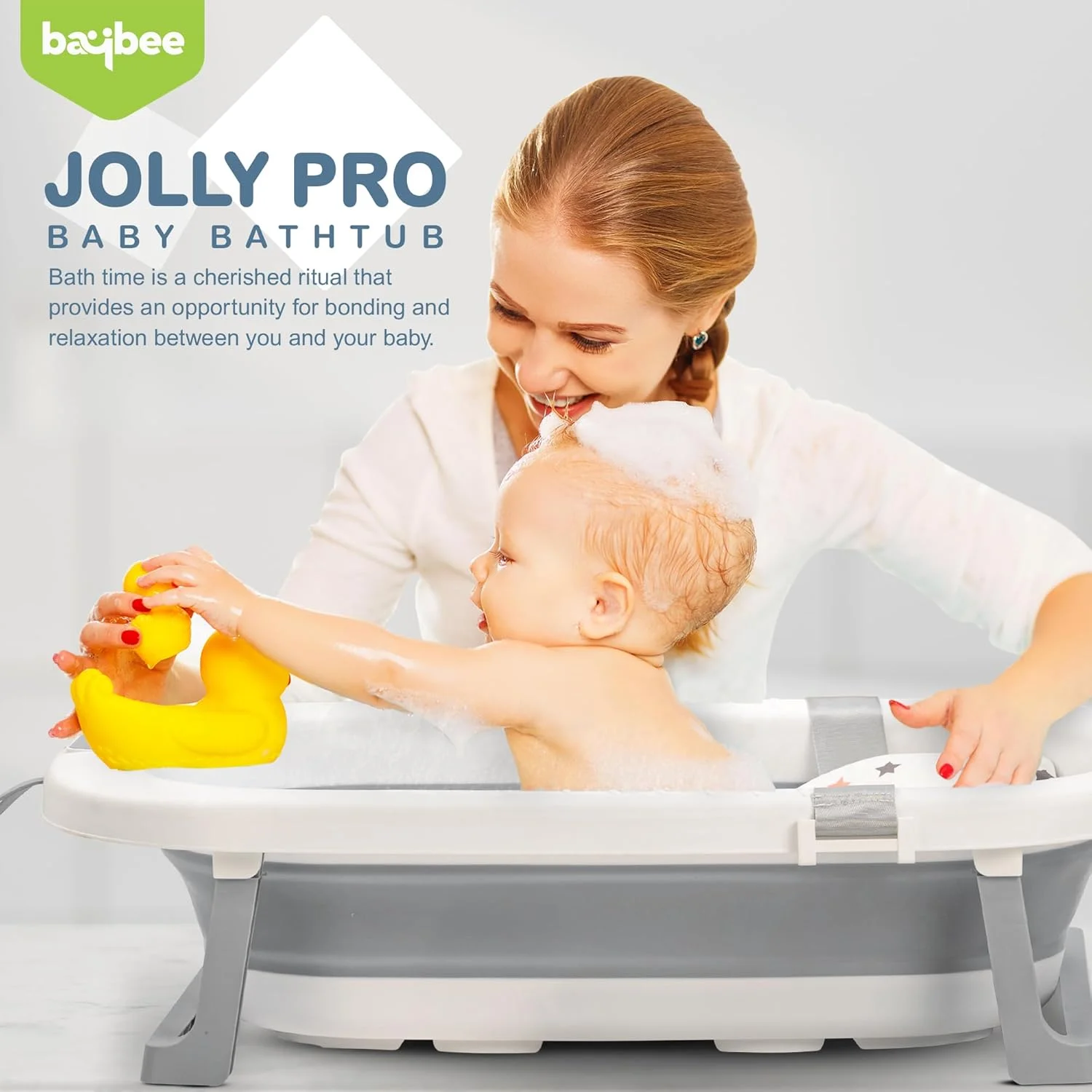 وان تاشو کودک Baybee با پایه ضد لغزش، بالشتک پشتیبانی و تخلیه کننده | وان حمام کودک استخر شنا کوچک کودکان | وان حمام کودک برای کودکان 0 تا 3 سال پسران دختران