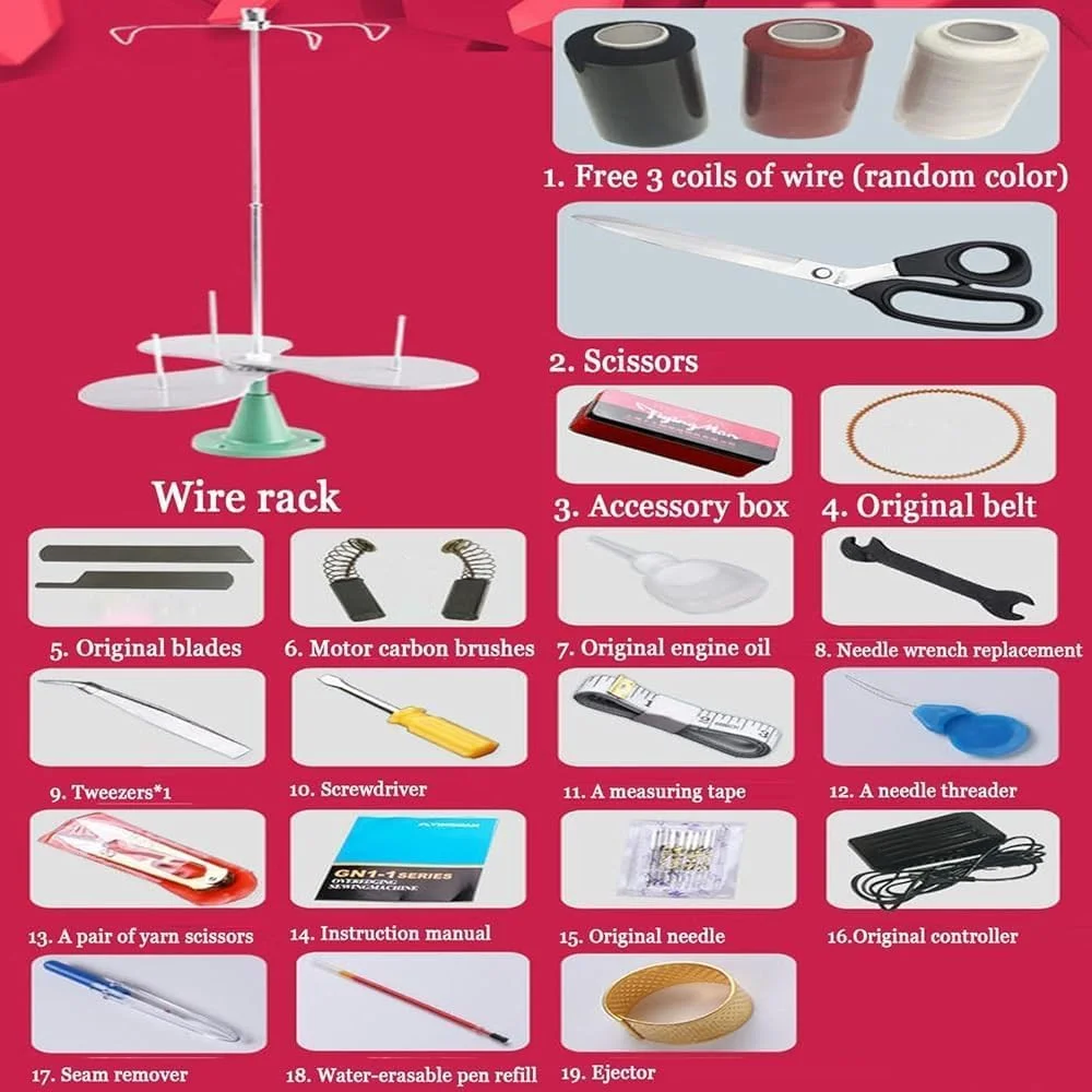 چرخ خیاطی سردوز صنعتی، ابزار سردوز با بدنه فلزی سنگین 250 واتی با 3000 بخیه در دقیقه، طول بخیه قابل تنظیم، روکش پارچه ای برقی برای لباس (آبی)