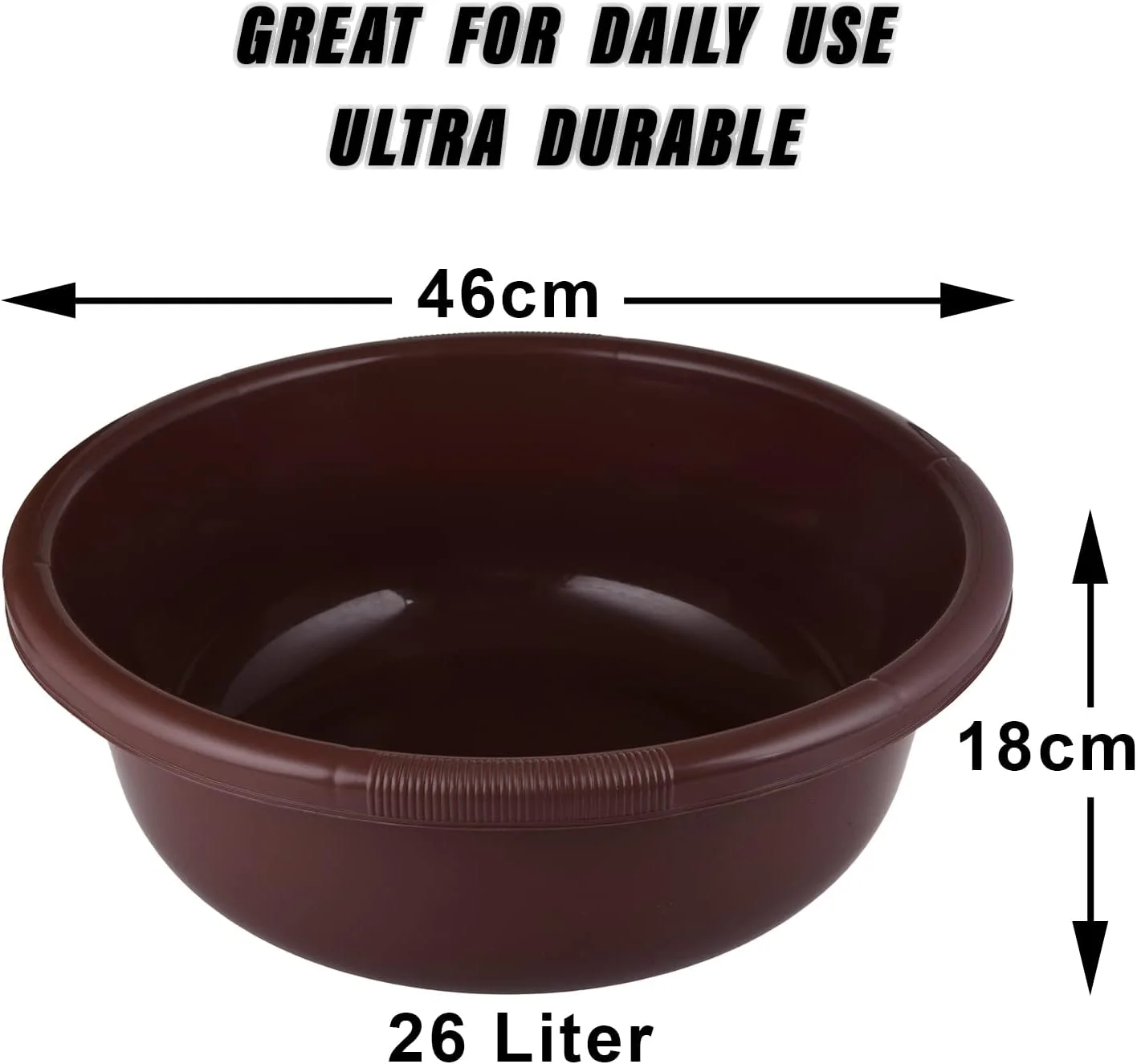 وان حمام خانگی طرح قلب | وان پلاستیکی چند منظوره بزرگ | وان عمیق بادوام برای حمام نوزاد | شستشوی لباس | ظرف غذا | 26 لیتری (قهوه ای)