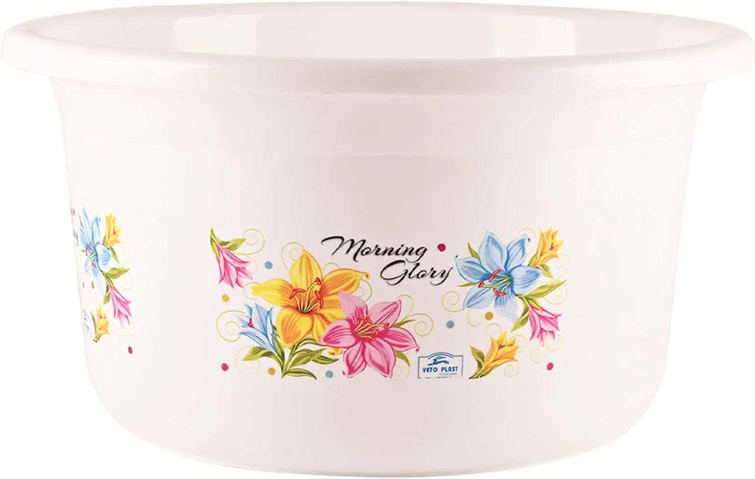 وان پلاستیکی کیوبر اینداستریز | وان حمام برای شستشو | وان برای حمام | وان کودک | وان آب با طرح گل | 25 لیتر | سفید