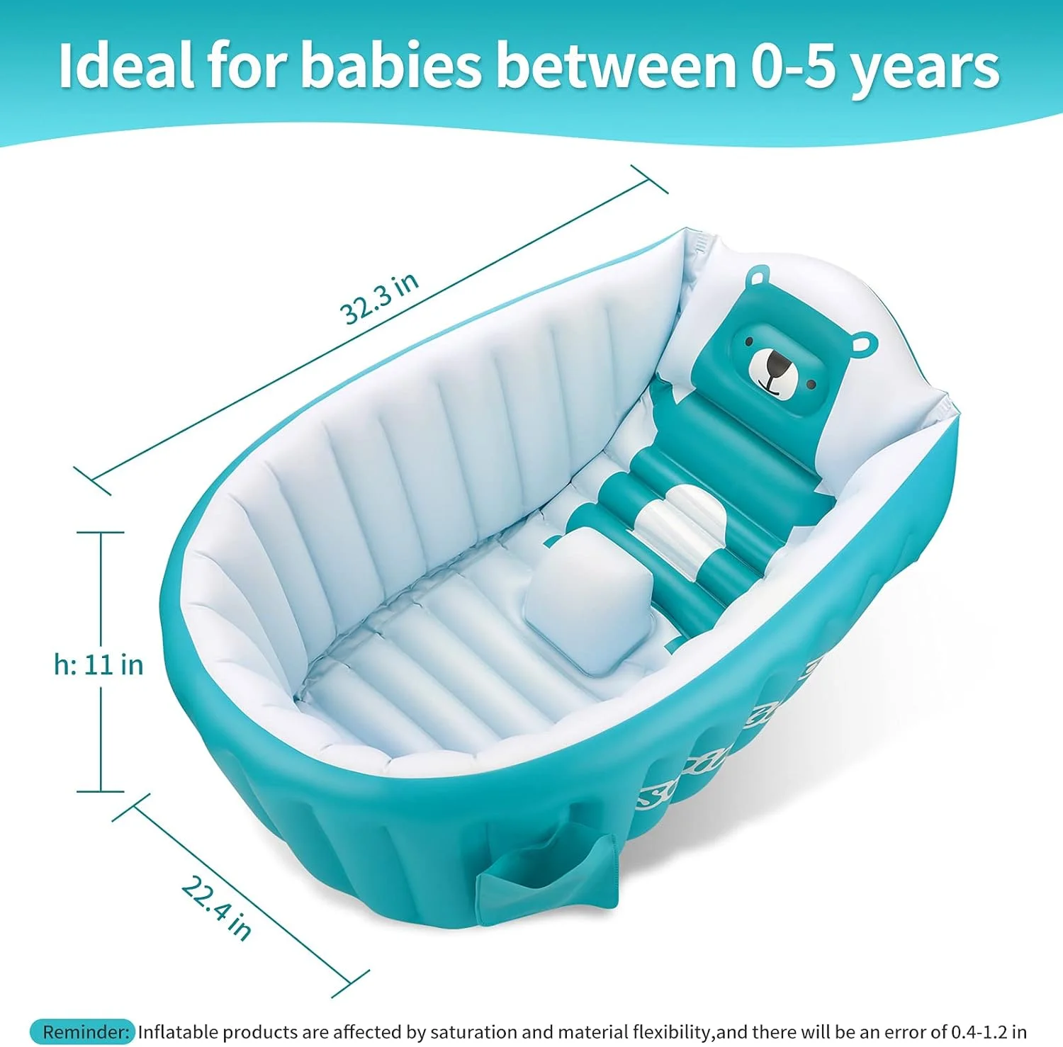 وان حمام بادی نوزاد تاشو و قابل حمل مناسب برای سفر و استخر کوچک شنا برای نوزادان و کودکان نوپا (آبی)