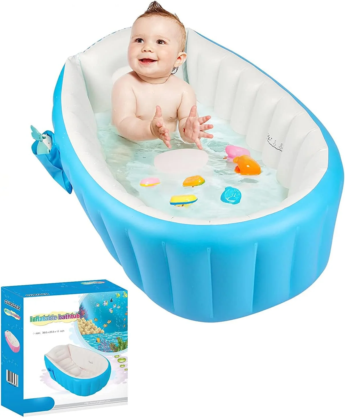 وان بادی کودک، وان حمام بادی کوچک تاشو و قابل حمل ضد لغزش برای نوزاد (آبی)