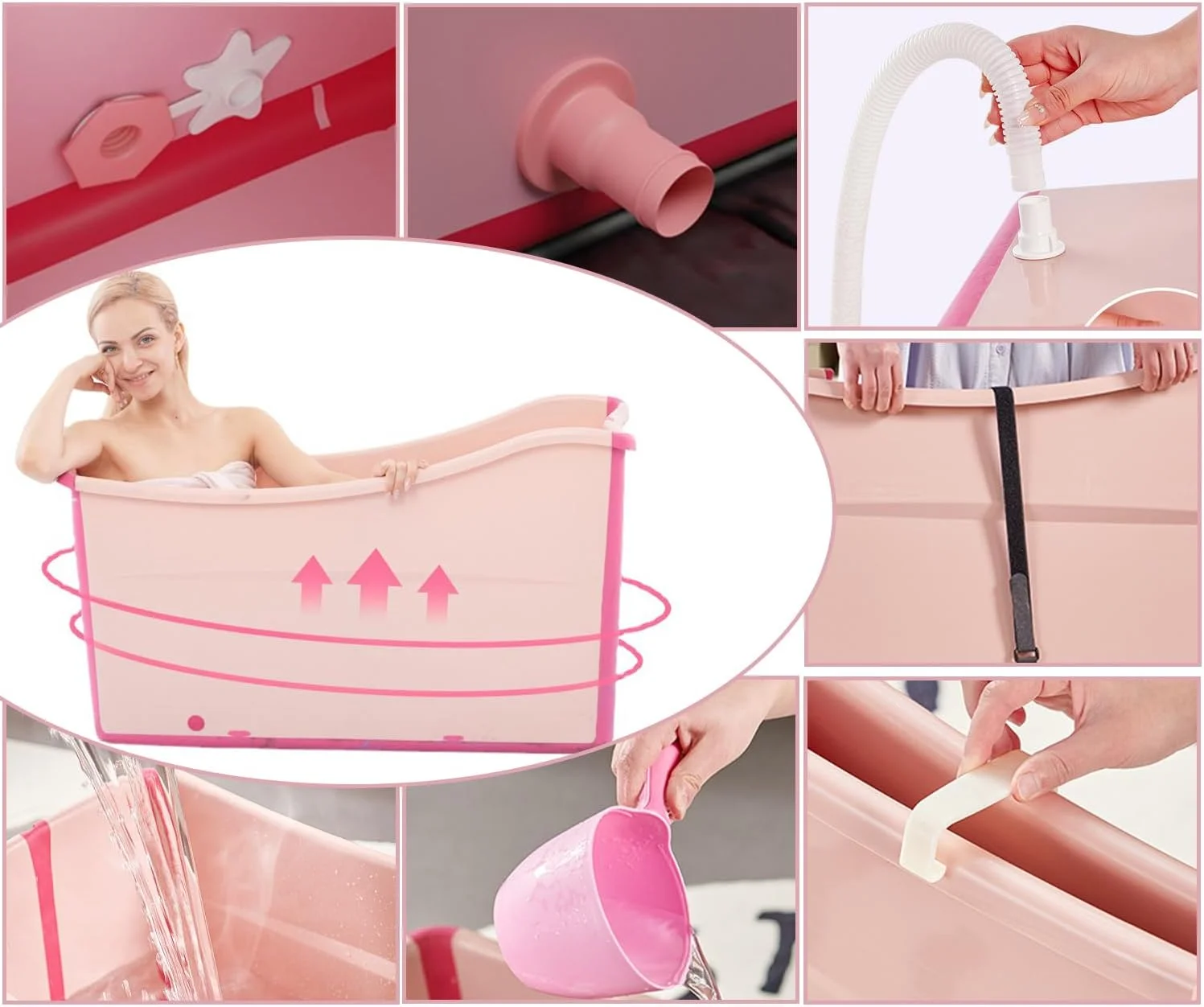 وان حمام تاشو بزرگ برای کودکان نوپا، وان حمام تاشو نوزاد، وان حمام قابل حمل، سبک وزن برای کودکان، دوقلوها و بزرگسالان کوچک