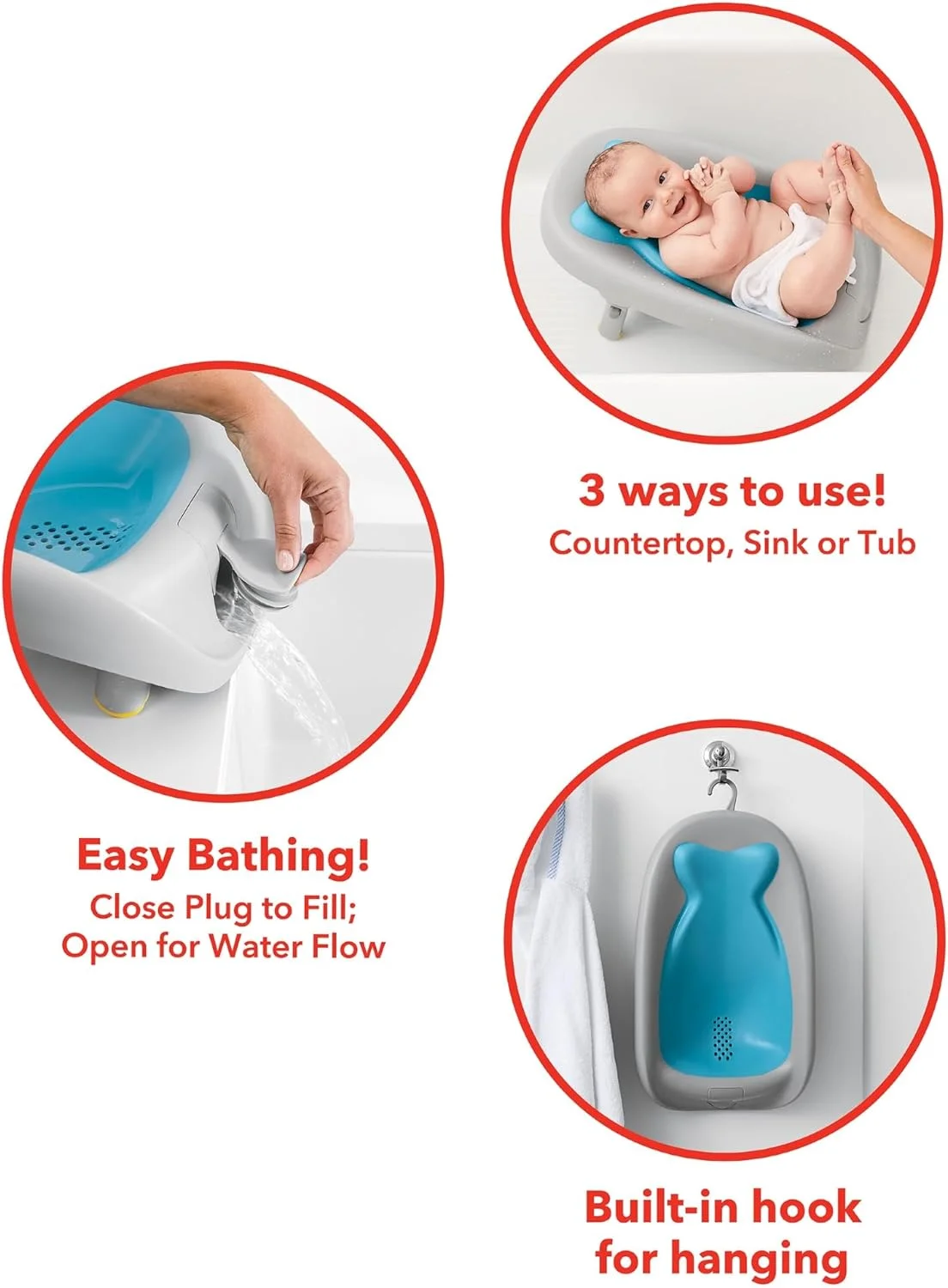 وان حمام کودک اسکیپ هاپ، مدل Moby Recline And Rinse Bather