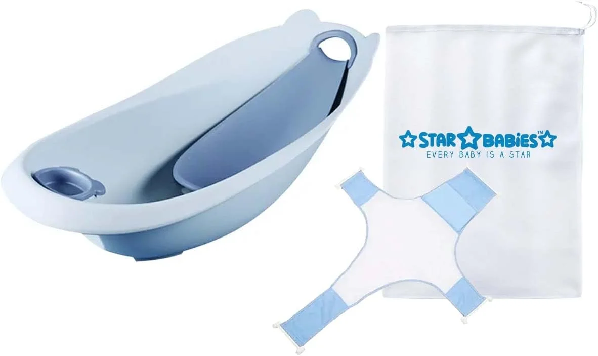 ست وان حمام سه مرحله ای کودک استار بی بیز همراه با تکیه گاه - بسته 2 عددی - آبی