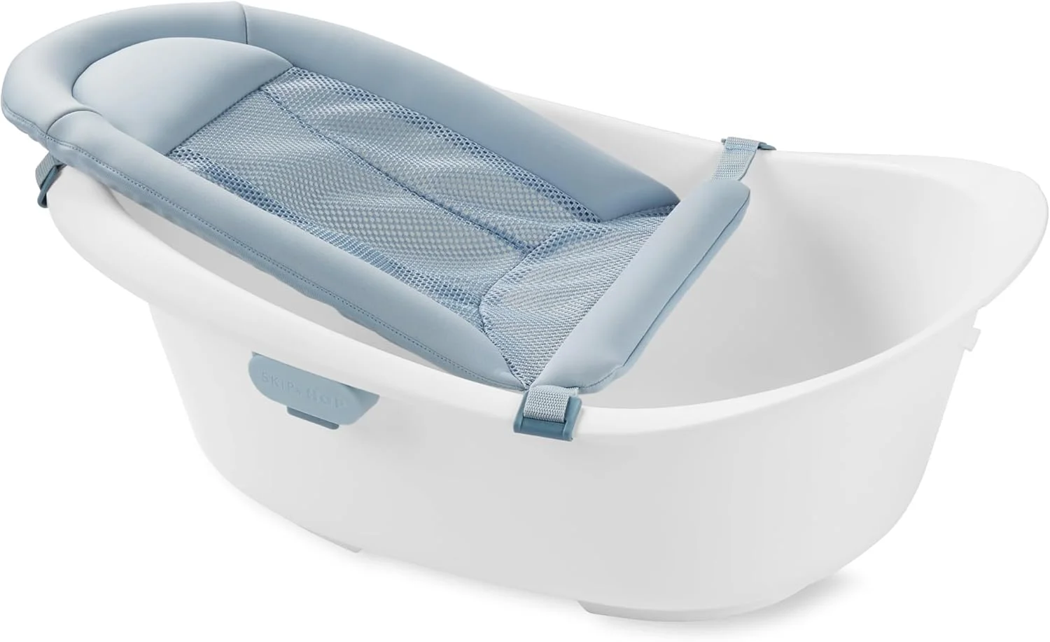 وان حمام کودک 4 در 1 اسکیپ هاپ مدل Wave، وان چند مرحله ای نوزاد تا نوپا با سطح ضد لغزش، صندلی پشتیبانی قابل جابجایی، طراحی ارگونومیک، درپوش تخلیه و اندازه جمع و جور، سفید و آبی