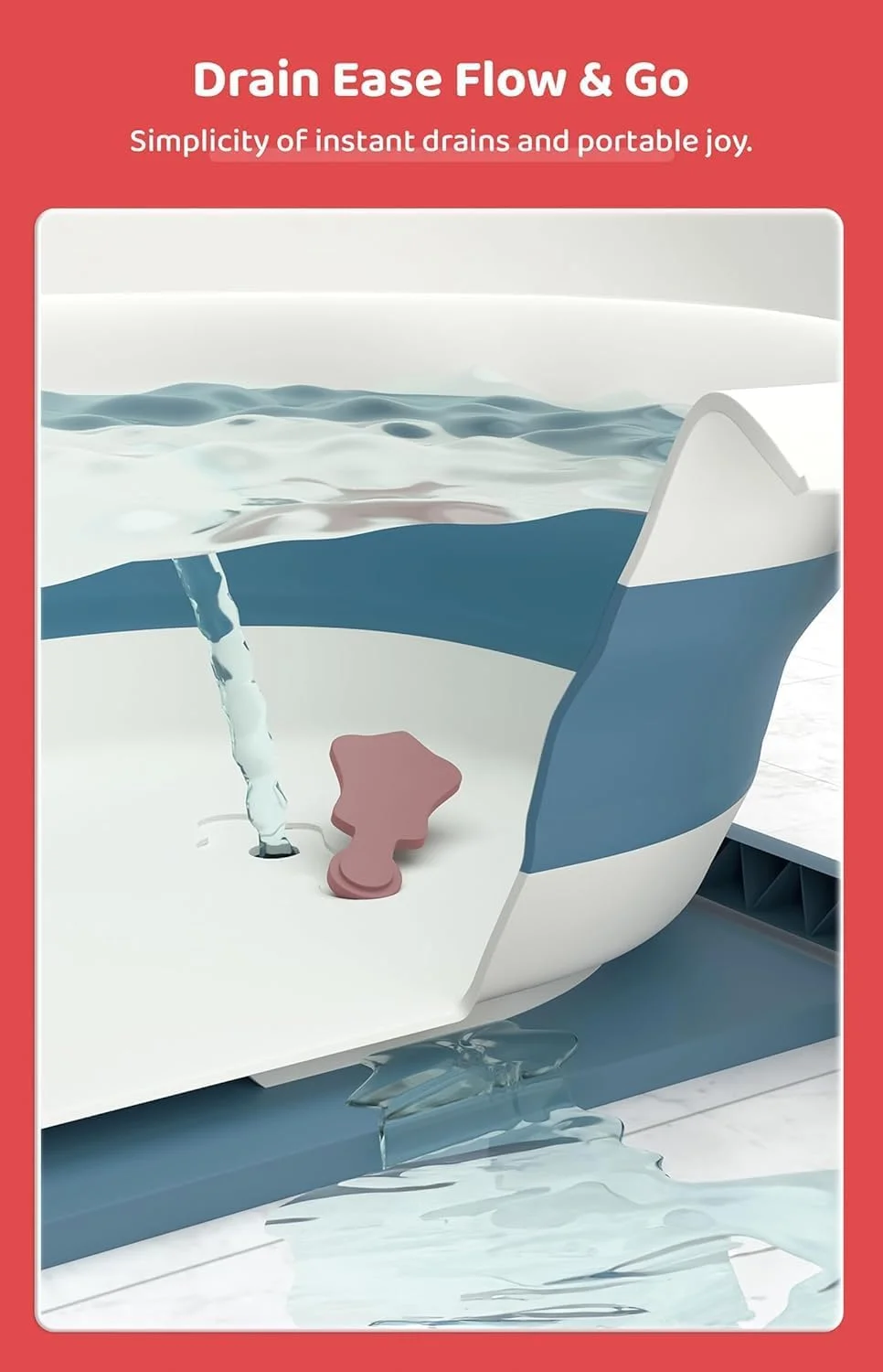 وان حمام کودک استار اند دیزی برای کودکان 0-5 سال / وان حمام تاشو برای کودکان با طراحی صرفه جویی در فضا و کوسن، وان حمام تاشو نوزاد دخترانه و پسرانه با جای صابون، نگهداری آسان (آبی)