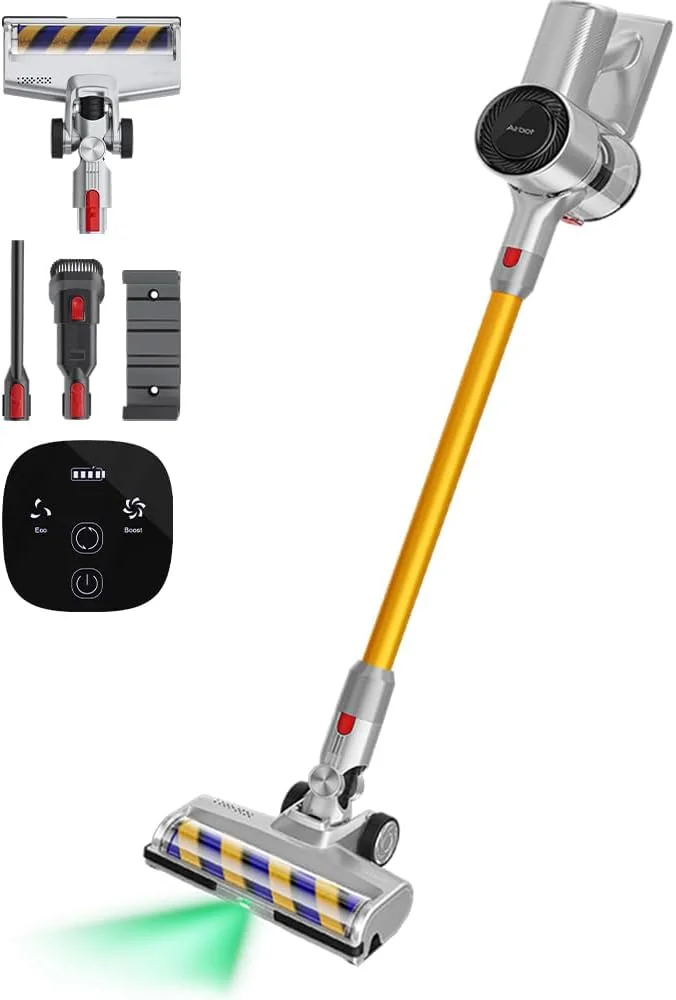 جاروبرقی شارژی ایربات با تشخیص گرد و غبار لیزری، مکش 25000Pa، ظرفیت گرد و غبار 1 لیتری، فیلتراسیون پنج لایه HEPA، مناسب فرش و سطوح سخت، جاروبرقی بی سیم دستی قابل حمل 40 دقیقه