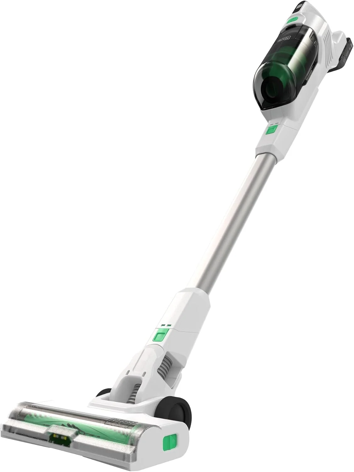 جاروبرقی عصایی شارژی بلک اند دکر، 18 ولت، فیلتراسیون سایکلونیک، فناوری حسگر سطح، تمیز کردن لبه ها، 40 دقیقه زمان کارکرد، طراحی خودایستا، چراغ های LED - سفید/سبز، REVSV18D1-GB