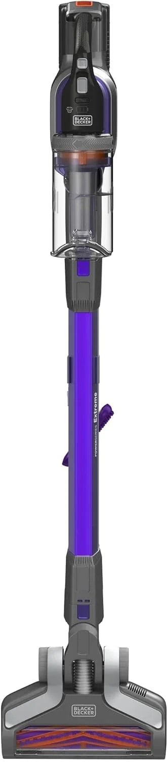 جاروبرقی عصایی شارژی 4 در 1 بلک اند دکر، 18 ولت، باتری 1.5 آمپر ساعت، 55 دقیقه زمان کارکرد، قدرت مکش 38 وات، مخزن گرد و غبار 650 میلی لیتر، جاروبرقی سبک وزن با قابلیت نگهداری آسان، بنفش - BDPSE1815P-QW