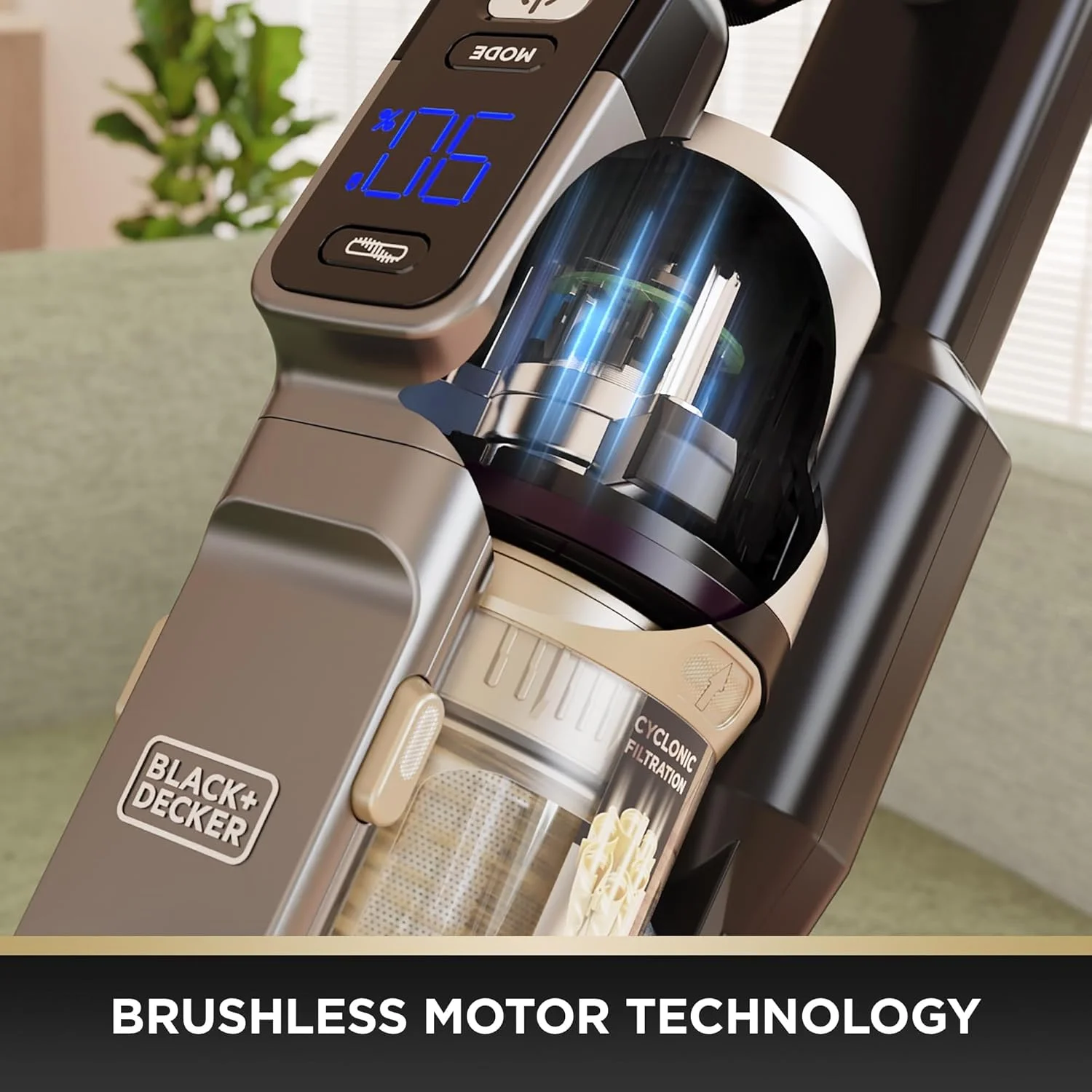 جاروبرقی شارژی بلک اند دکر سری Power Premier - تا 72 دقیقه زمان کارکرد، میله ضربه زن ضد گره خوردگی، نمایشگر LED، فیلتراسیون سیکلونی 7 مرحله ای، سرعت قابل تنظیم، 18 ولت 2.5 آمپر ساعت، BSV525BRP-GB