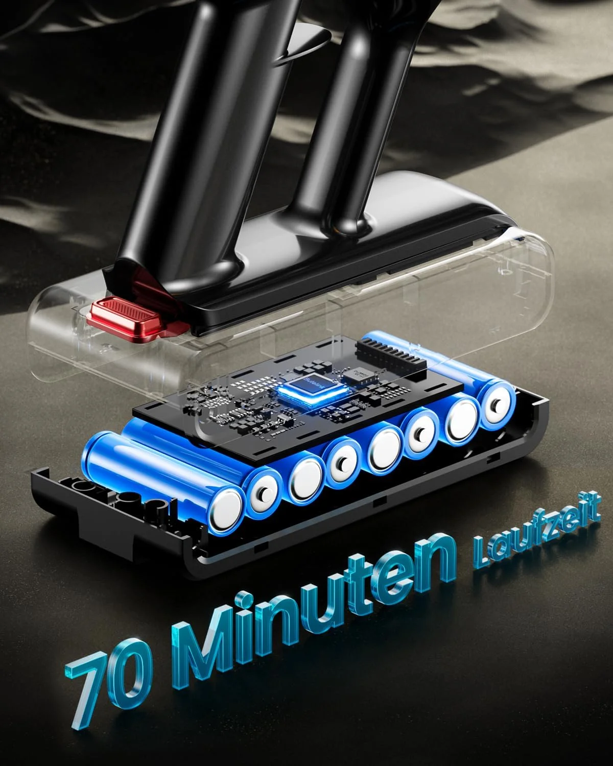 جاروبرقی شارژی 550 وات با قدرت 45000 پاسکال و زمان کارکرد 70 دقیقه، جاروبرقی بی سیم 1.8 لیتری با صفحه نمایش هوشمند OLED و برس ضد گره خوردگی، قابل نصب روی دیوار، مناسب برای سطوح سخت و فرش