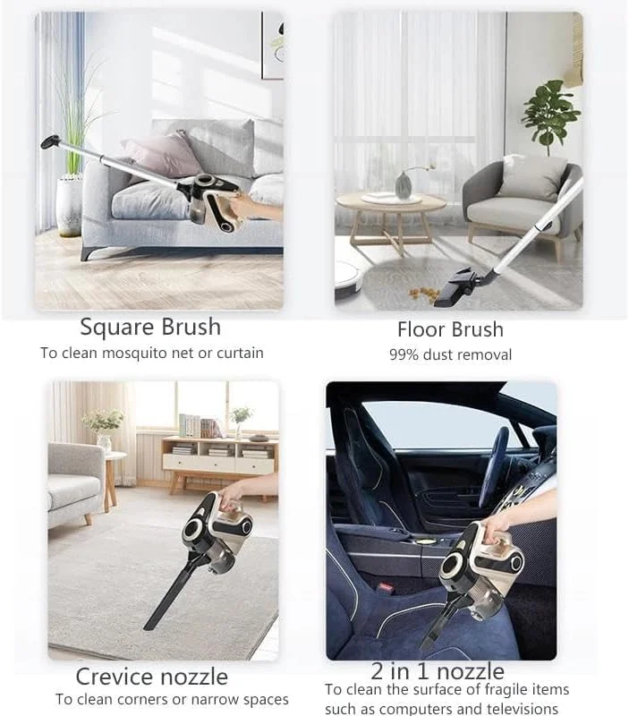 جاروبرقی سیم دار 18000Pa قدرتمند با موتور 600 واتی، جاروبرقی دستی و عصایی با ظرفیت بزرگ 1.5 لیتری، فوق العاده بی صدا، سیم بلند 5 متری، فیلتر HEPA مناسب برای خانه/آشپزخانه/ماشین/کف/فرش