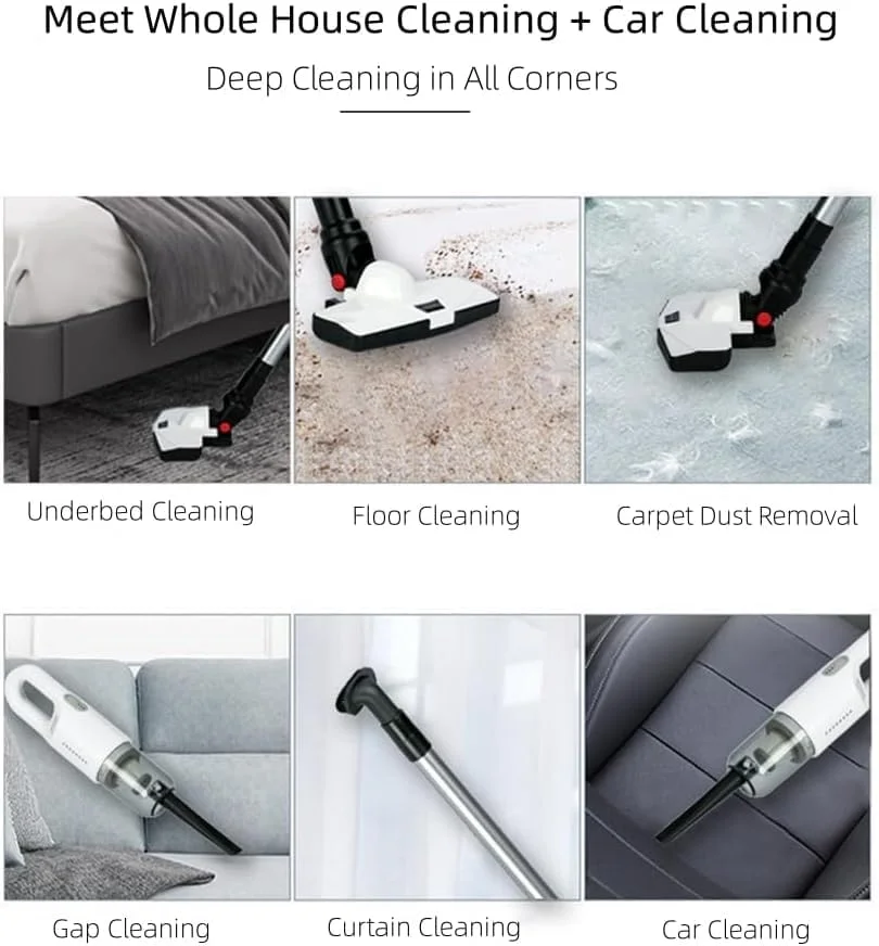 جاروبرقی عصایی شارژی، مکش 18000pa با 2 حالت قابل تنظیم، جاروبرقی دستی ایستاده با فیلتراسیون HEPA قابل شستشو، موتور قدرتمند برای تمیز کردن موی حیوانات خانگی، کف سخت و فرش